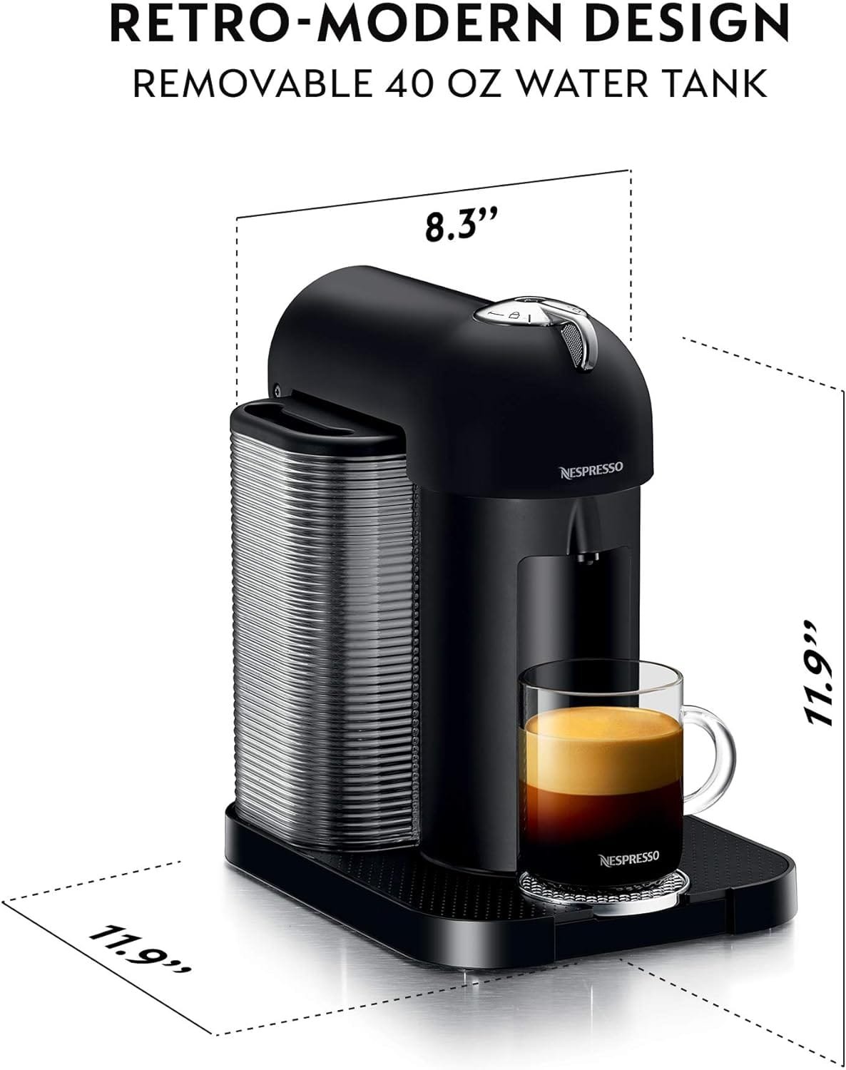 Nespresso Vertuo Coffee and Espresso Machine by Breville,5 Cups, Chrome