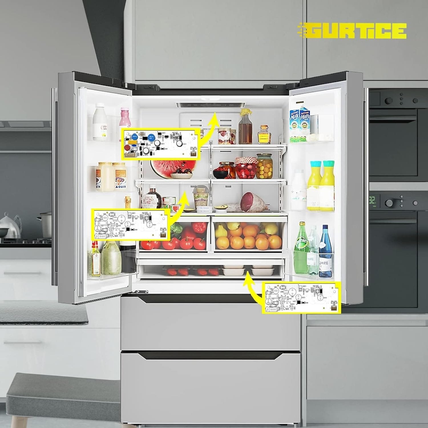 NEW 1 PCS W10515058 and 2 PCS W10515057 LED Light Set Compatible with Whirlpool Kenmore Maytag freezer refrigerator, Replaces WPW10515058, W10522611, AP6022533 PS11755866, WPW10515057