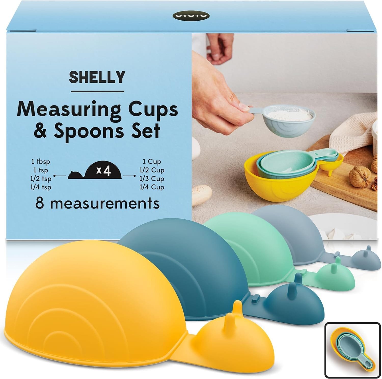 NEW!! Shelly Cute Measuring Cups and Spoons Set by OTOTO, Measuring Spoons and Cups Set, Snails Cooking Gadgets, Funny Gifts, Cute Kitchen Accessories, Baking Accessories, Unique Kitchen Gadgets