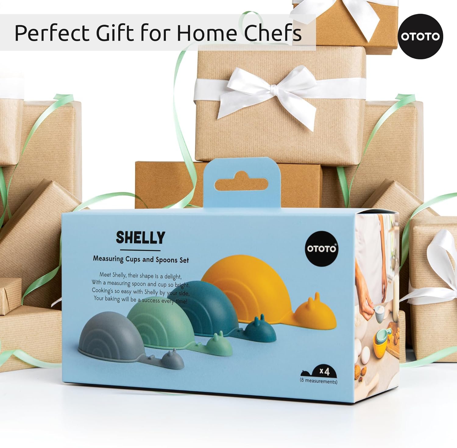 NEW!! Shelly Cute Measuring Cups and Spoons Set by OTOTO, Measuring Spoons and Cups Set, Snails Cooking Gadgets, Funny Gifts, Cute Kitchen Accessories, Baking Accessories, Unique Kitchen Gadgets