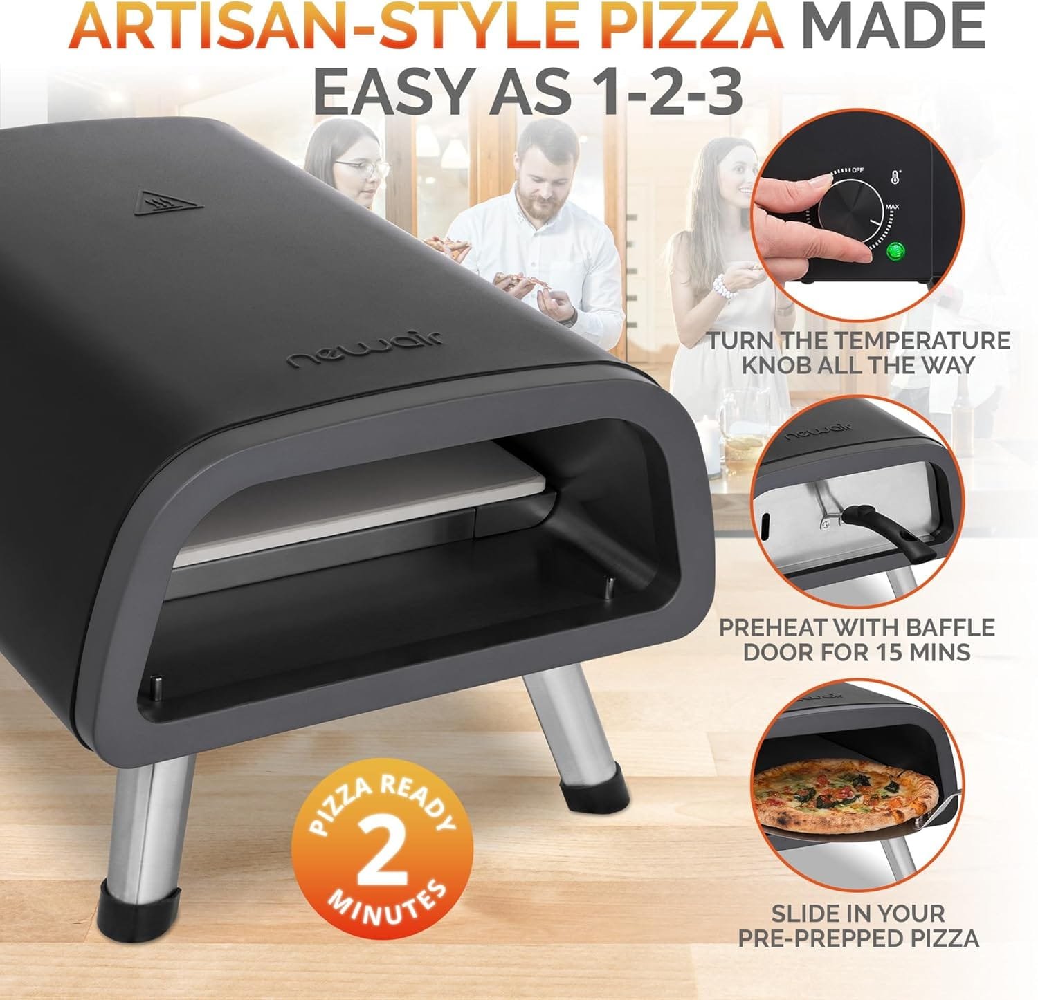 Newair 12 Indoor and Outdoor Pizza Oven with Accessory Kit, 1850W Small Electric Pizza Oven, Portable Countertop Pizza Maker, Water Resistant Newair 12 Indoor and Outdoor Pizza Oven with Accessory Kit, 1850W Small Electric Pizza Oven, Portable Countertop Pizza Maker, Water Resistant