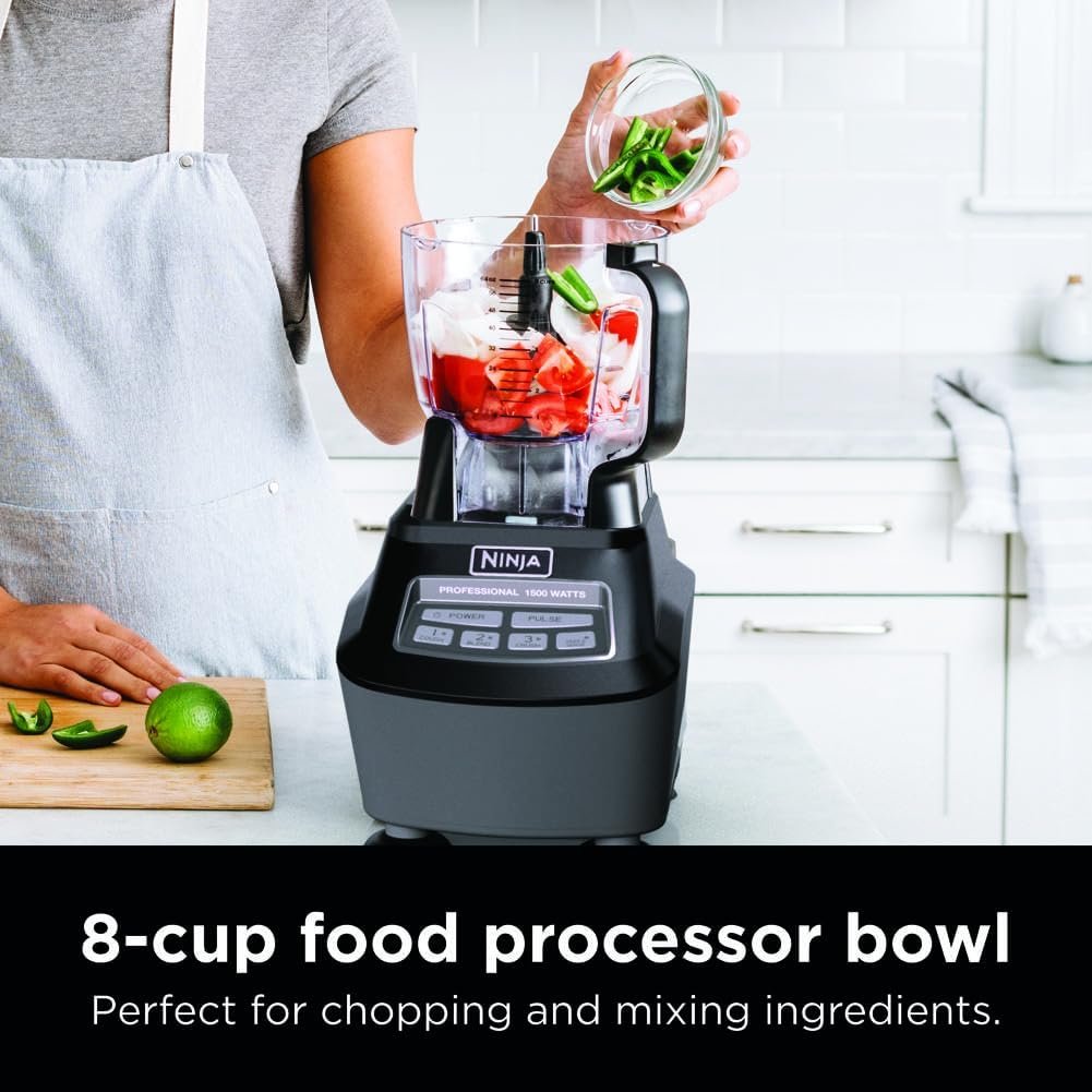 Ninja BL770AMZ Mega Kitchen System, 72 oz. Pitcher, 8-Cup Food Processor, 16 oz. Single Serve Cup, 1500-Watt, Black Ninja BL770AMZ Mega Kitchen System, 72 oz. Pitcher, 8-Cup Food Processor, 16 oz. Single Serve Cup, 1500-Watt, Black