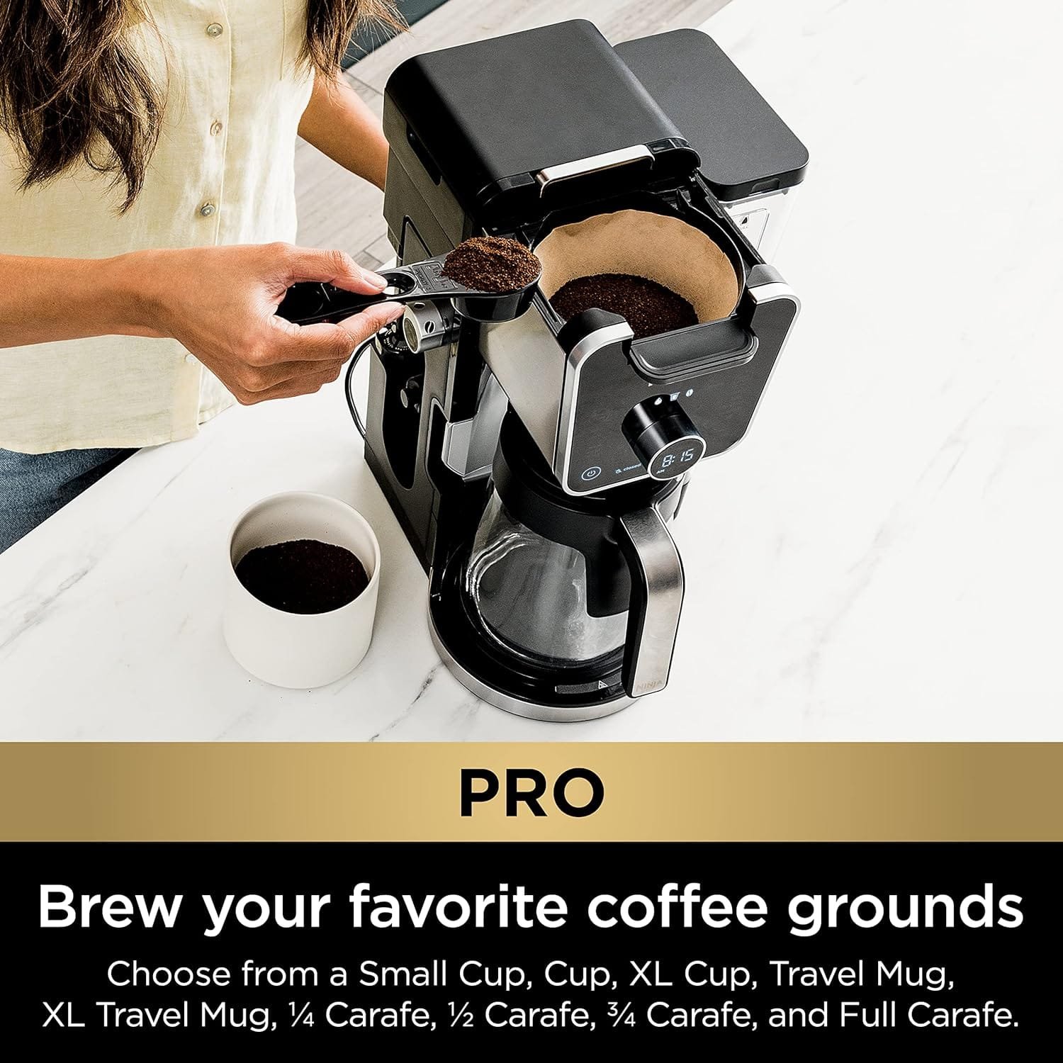 Ninja CFP301 DualBrew Pro Specialty 12-Cup Drip Maker with Glass Carafe, Single-Serve Grounds, compatible with K-Cup pods, with 4 Brew Styles, Frother Separate Hot Water System, Black Ninja CFP301 DualBrew Pro Specialty 12-Cup Drip Maker with Glass Carafe, Single-Serve Grounds, compatible with K-Cup pods, with 4 Brew Styles, Frother Separate Hot Water System, Black