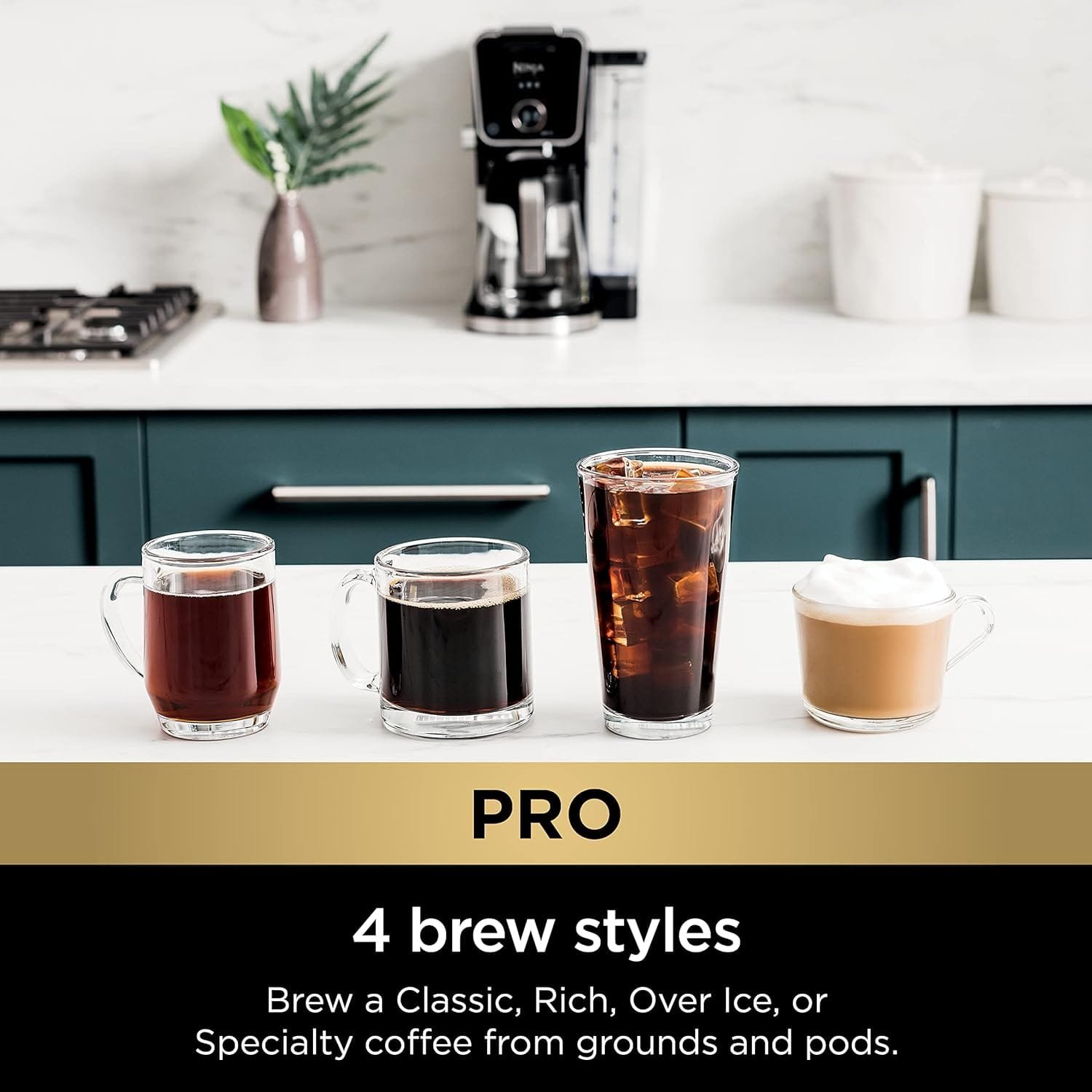 Ninja CFP301 DualBrew Pro Specialty 12-Cup Drip Maker with Glass Carafe, Single-Serve Grounds, compatible with K-Cup pods, with 4 Brew Styles, Frother Separate Hot Water System, Black Ninja CFP301 DualBrew Pro Specialty 12-Cup Drip Maker with Glass Carafe, Single-Serve Grounds, compatible with K-Cup pods, with 4 Brew Styles, Frother Separate Hot Water System, Black