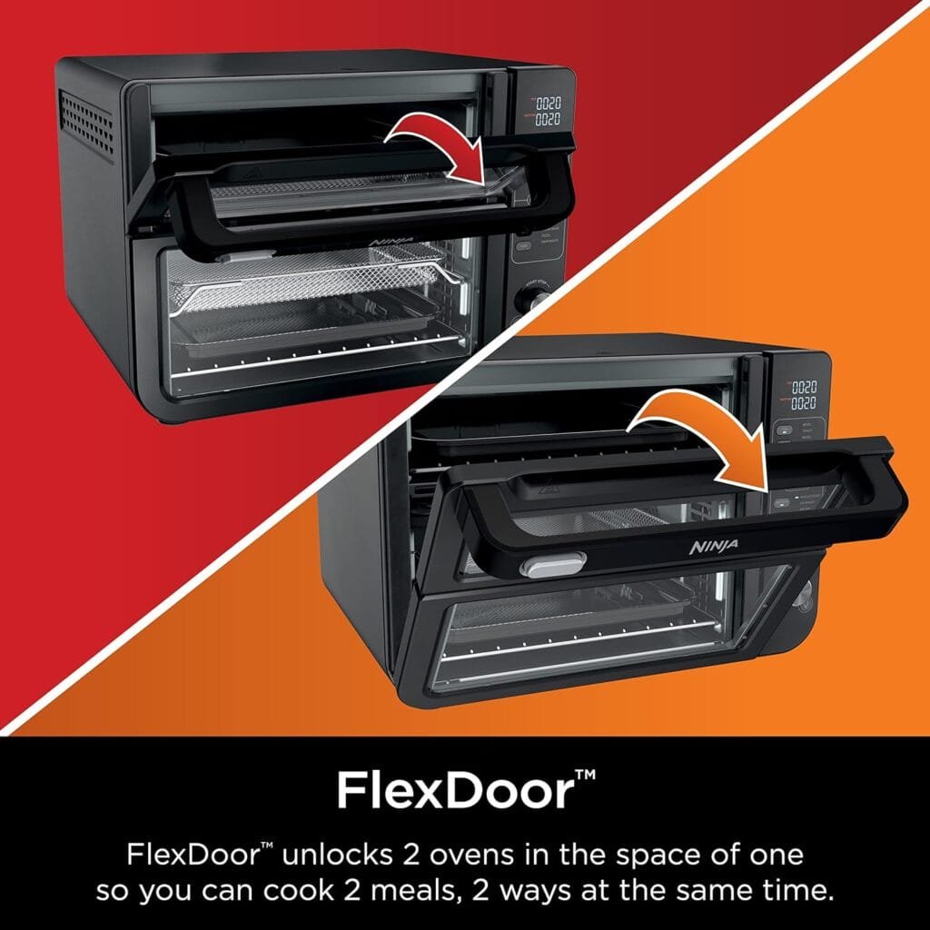 Ninja DCT401 12-in-1 Double Oven with FlexDoor, FlavorSeal Smart Finish, Rapid Top Convection and Air Fry Bottom , Bake, Roast, Toast, Air Fry, Pizza and More, Stainless Steel Ninja DCT401 12-in-1 Double Oven with FlexDoor, FlavorSeal Smart Finish, Rapid Top Convection and Air Fry Bottom , Bake, Roast, Toast, Air Fry, Pizza and More, Stainless Steel