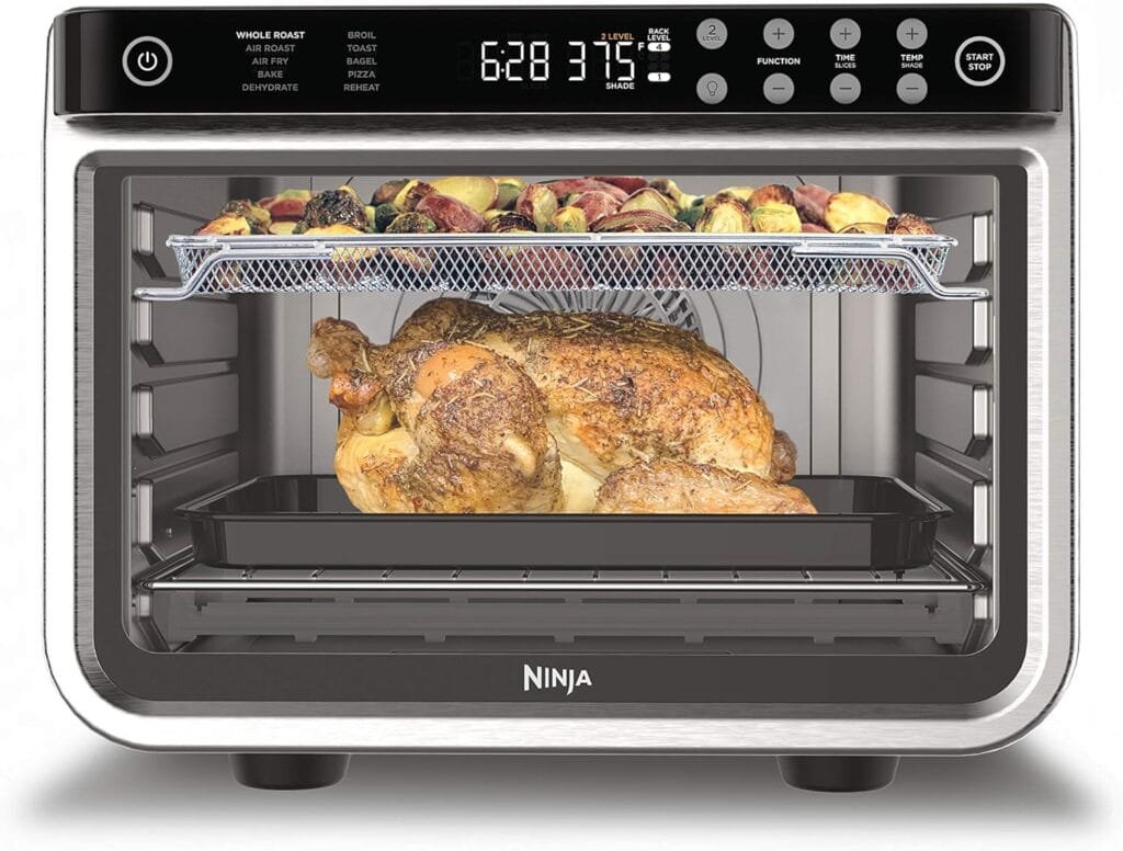 Ninja DT251 Foodi 10-in-1 Smart XL Air Fry Oven, Bake, Broil, Toast, Roast, Digital Toaster, Thermometer, True Surround Convection up to 450°F, includes 6 trays  Recipe Guide, Silver