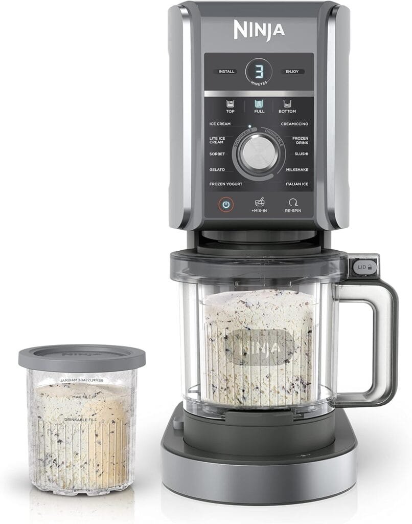Ninja NC501 CREAMi Deluxe 11-in-1 Ice Cream  Frozen Treat Maker for Ice Cream, Sorbet, Milkshakes, Frozen Drinks  More, 11 Programs, Perfect for Kids, Silver, 11 Functions + (2) 24 oz. Pints