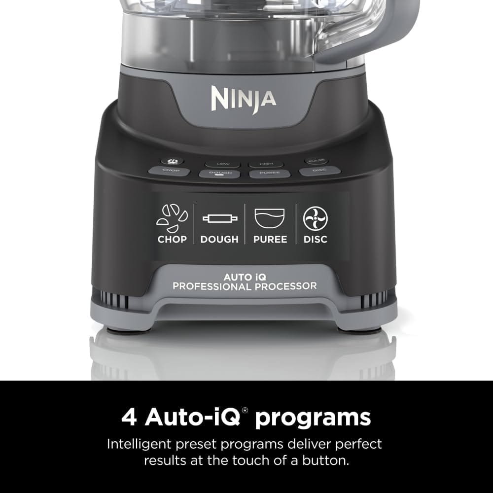 Ninja NF705BRN Professional XL Food Processor, Storage Box, 1200 Peak-Watts, 4-in-1, Chopping, Slicing/Shredding, Purees, Dough, 12-Cup Processor Bowl, 2 Blades  2 Discs, Feed Chute/Pusher, Black