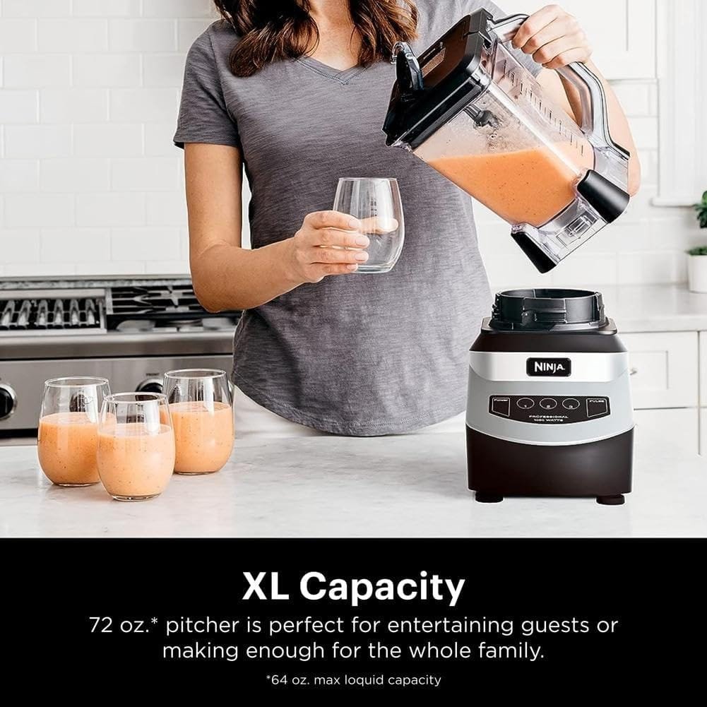 Ninja NJ601AMZ Professional Blender with 1000-Watt Motor  72 oz Dishwasher-Safe Total Crushing Pitcher for Smoothies, Shakes  Frozen Drinks, Black