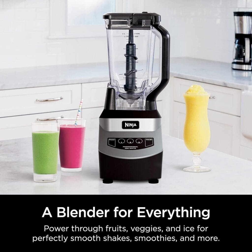 Ninja NJ601AMZ Professional Blender with 1000-Watt Motor  72 oz Dishwasher-Safe Total Crushing Pitcher for Smoothies, Shakes  Frozen Drinks, Black