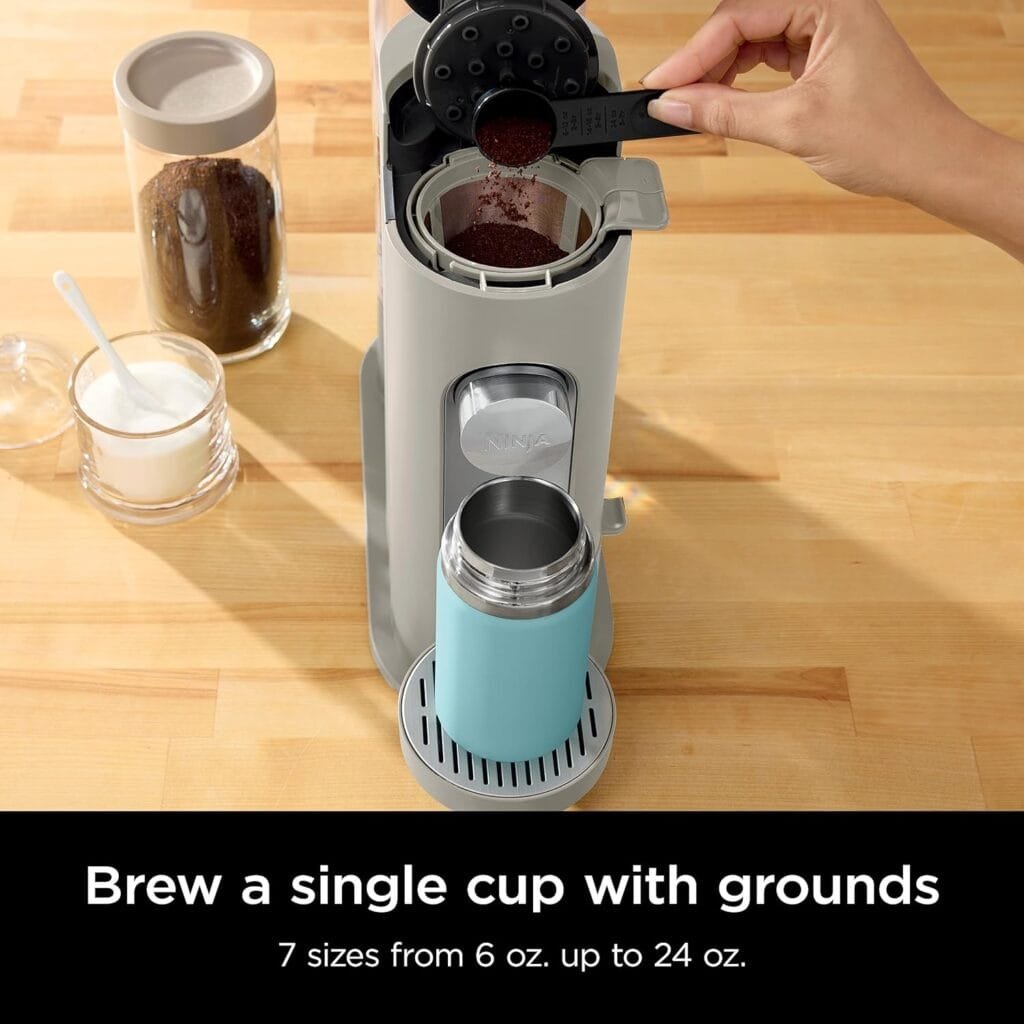 Ninja PB051 Pod  Grounds Specialty Single-Serve Coffee Maker, K-Cup Pod Compatible, Brews Grounds, Compact Design, Built-In Milk Frother, 56-oz. Reservoir, 6-oz. Cup to 24-oz. Mug Sizes, Black Ninja PB051 Pod  Grounds Specialty Single-Serve Coffee Maker, K-Cup Pod Compatible, Brews Grounds, Compact Design, Built-In Milk Frother, 56-oz. Reservoir, 6-oz. Cup to 24-oz. Mug Sizes, Black