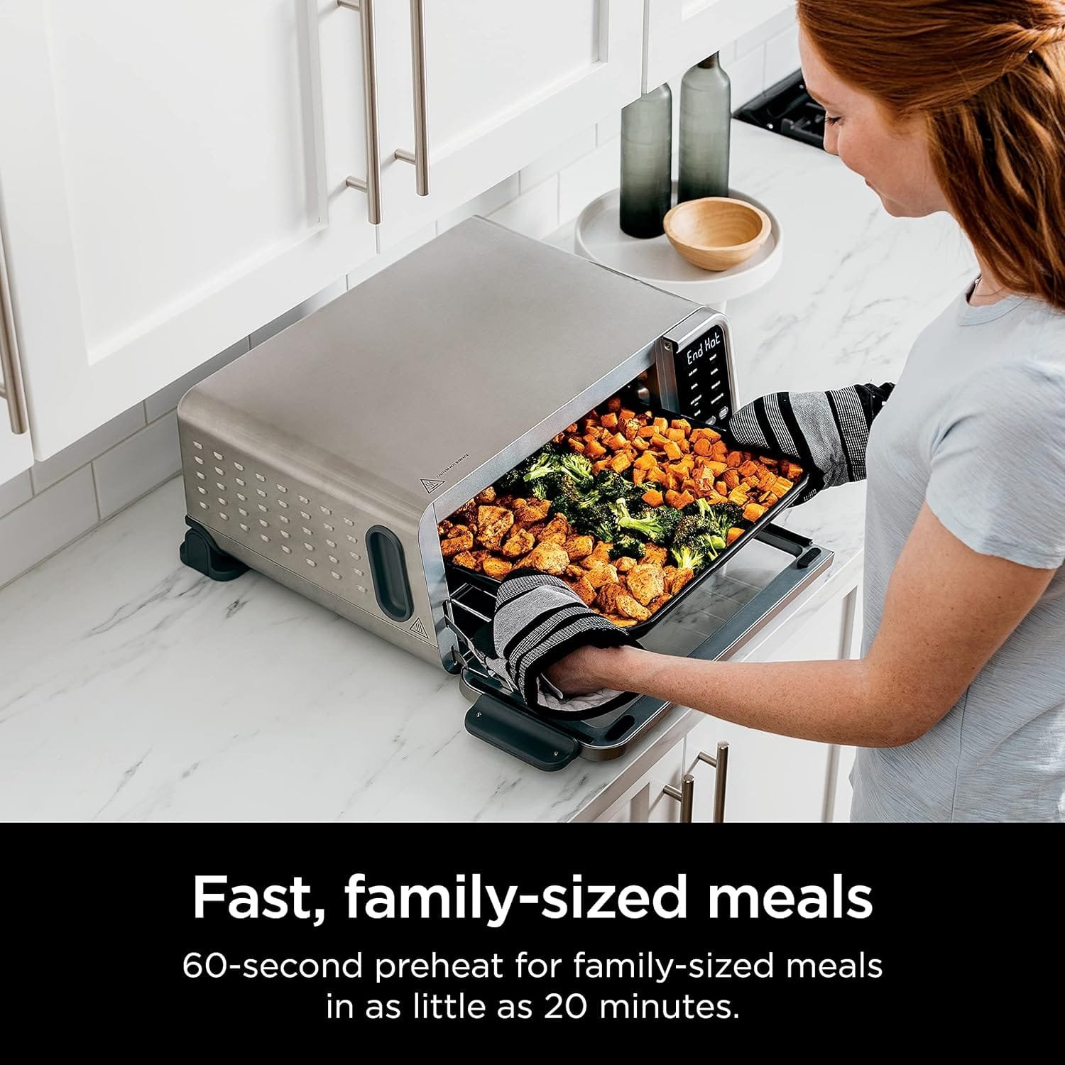 Ninja SP201 Digital Air Fry Pro Countertop 8-in-1 Oven with Extended Height, XL Capacity, Flip Up  Away Capability for Storage Space, Basket, Wire Rack Crumb Tray, Silver (Renewed), Black