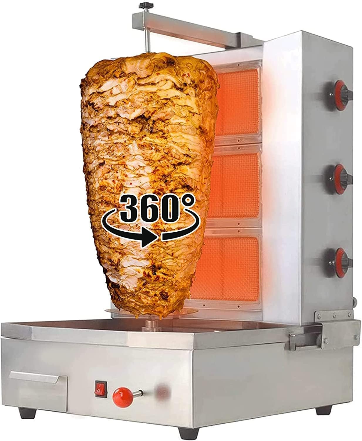 NJTFHU 3 Burners Shawarma Machine Commercial Chicken Shawarma Machine Gyro Grill Rotating Kebab Machine for Commercial Kitchen Use, Silver