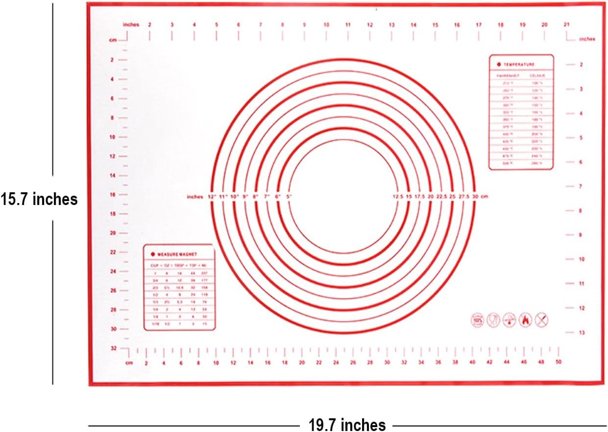 Non-Stick Silicone Baking Mat - Extra Thick Pastry Mat with Measurements Perfect for for Pizza, Cake, Fondant, Cookies and Bread Making (Variety Pack of 3 (S,M,L)) Non-Stick Silicone Baking Mat - Extra Thick Pastry Mat with Measurements Perfect for for Pizza, Cake, Fondant, Cookies and Bread Making (Variety Pack of 3 (S,M,L))