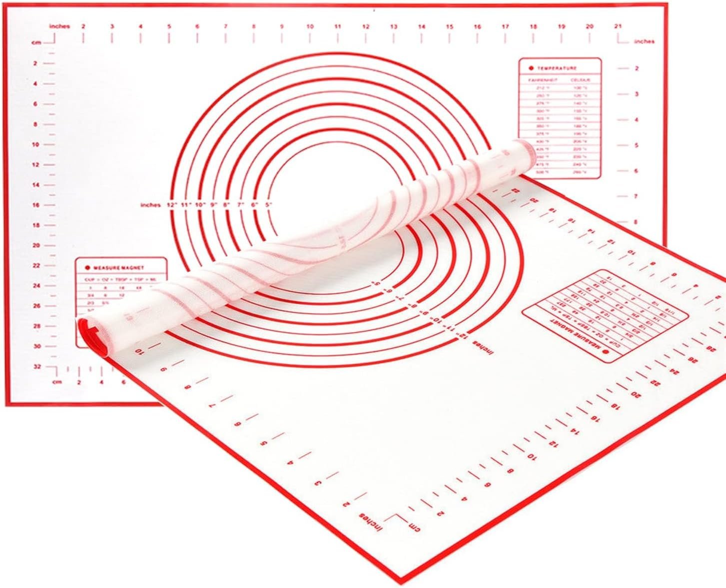 Non-Stick Silicone Baking Mat - Extra Thick Pastry Mat with Measurements Perfect for for Pizza, Cake, Fondant, Cookies and Bread Making (Variety Pack of 3 (S,M,L)) Non-Stick Silicone Baking Mat - Extra Thick Pastry Mat with Measurements Perfect for for Pizza, Cake, Fondant, Cookies and Bread Making (Variety Pack of 3 (S,M,L))