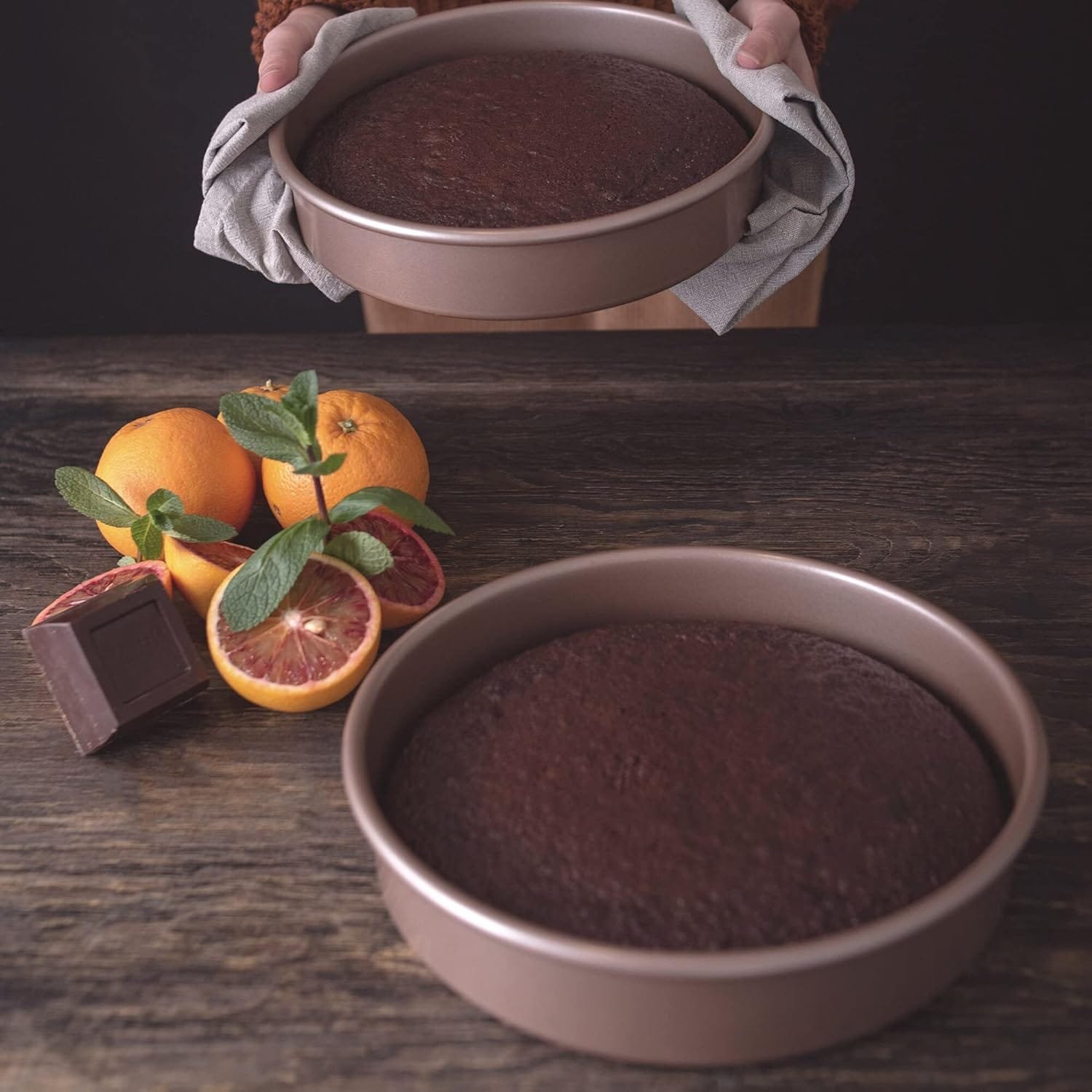 Non-Toxic Nonstick 9-Inch Round Cake Pans 2-Pack Premium Quality | Set of 2 Baking Pans 2 inches Deep 9