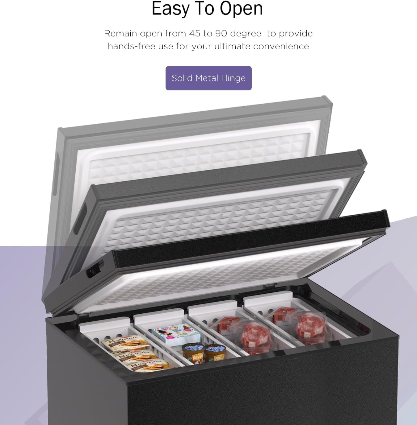 Northair 3.5 Cu Ft Chest Freezer - 2 Removable Baskets - Quiet Compact Freezer - 7 Temperature Settings - Black