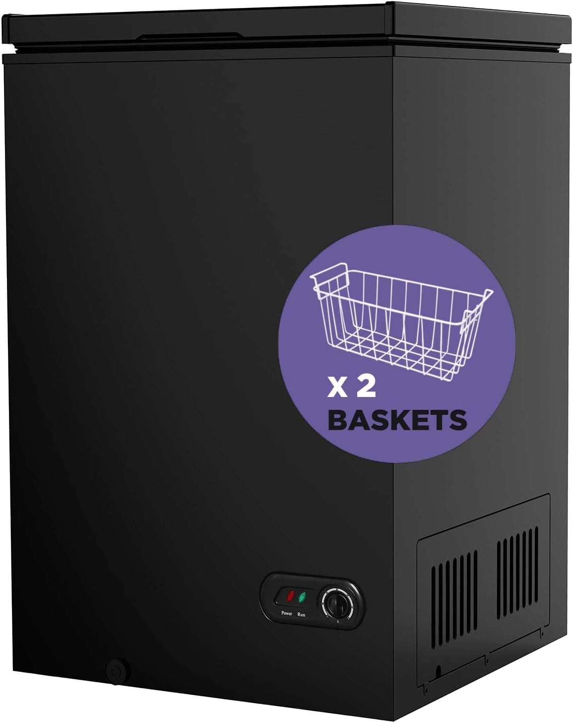 Northair 3.5 Cu Ft Chest Freezer - 2 Removable Baskets - Quiet Compact Freezer - 7 Temperature Settings - Black