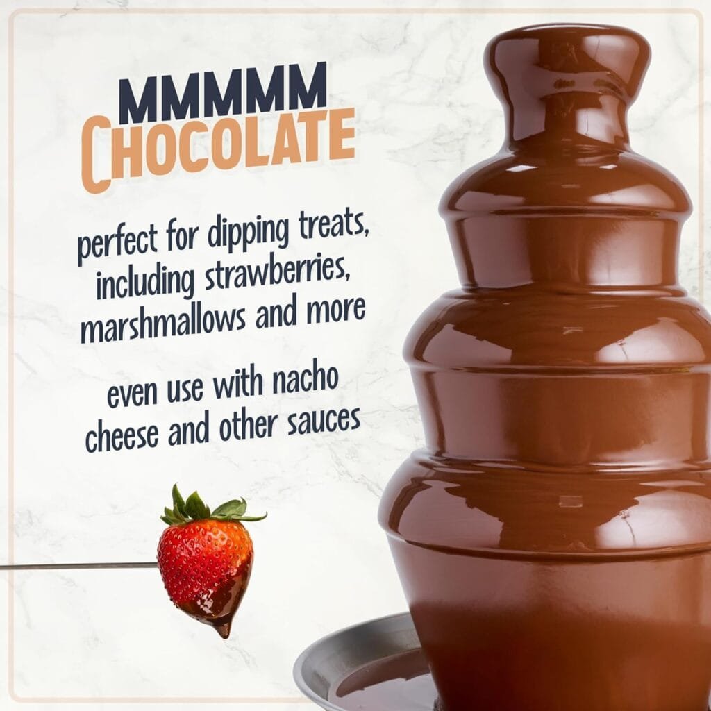 Nostalgia 3 Tier Electric Chocolate Fondue Fountain Machine for Parties - Melts Cheese, Queso, Candy, and Liqueur - Dip Strawberries, Apple Wedges, Vegetables, and More - 24-Ounce - Black, Small