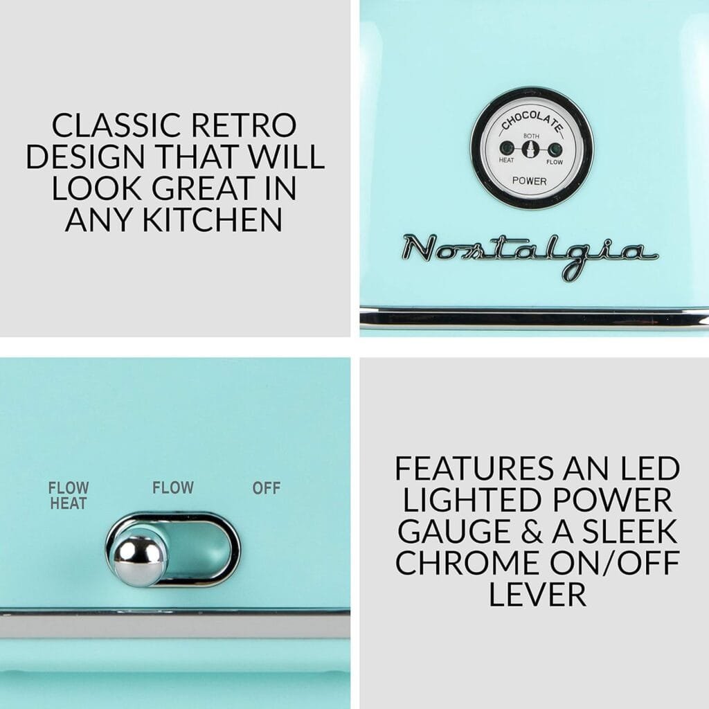 Nostalgia 4 Tier Electric Chocolate Fondue Fountain Machine for Parties - Melts Cheese, Queso, Candy, and Liqueur - Dip Strawberries, Apple Wedges, Vegetables, and More - 32-Ounce - Aqua