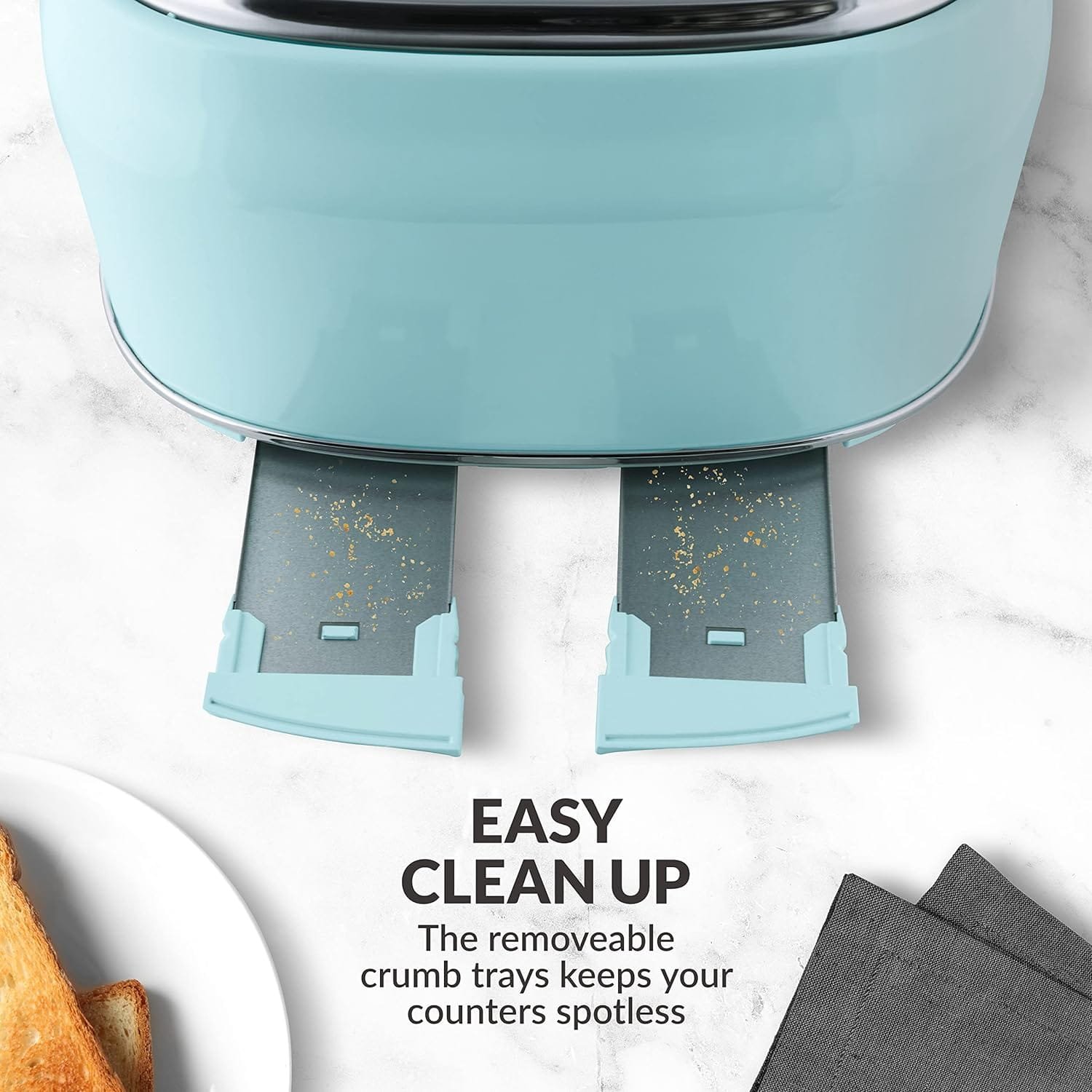 Nostalgia Classic 4-Slice Wide Slot Toaster, Retro Vintage Design With Six Toasting Settings  Removable Crumb Tray, Aqua