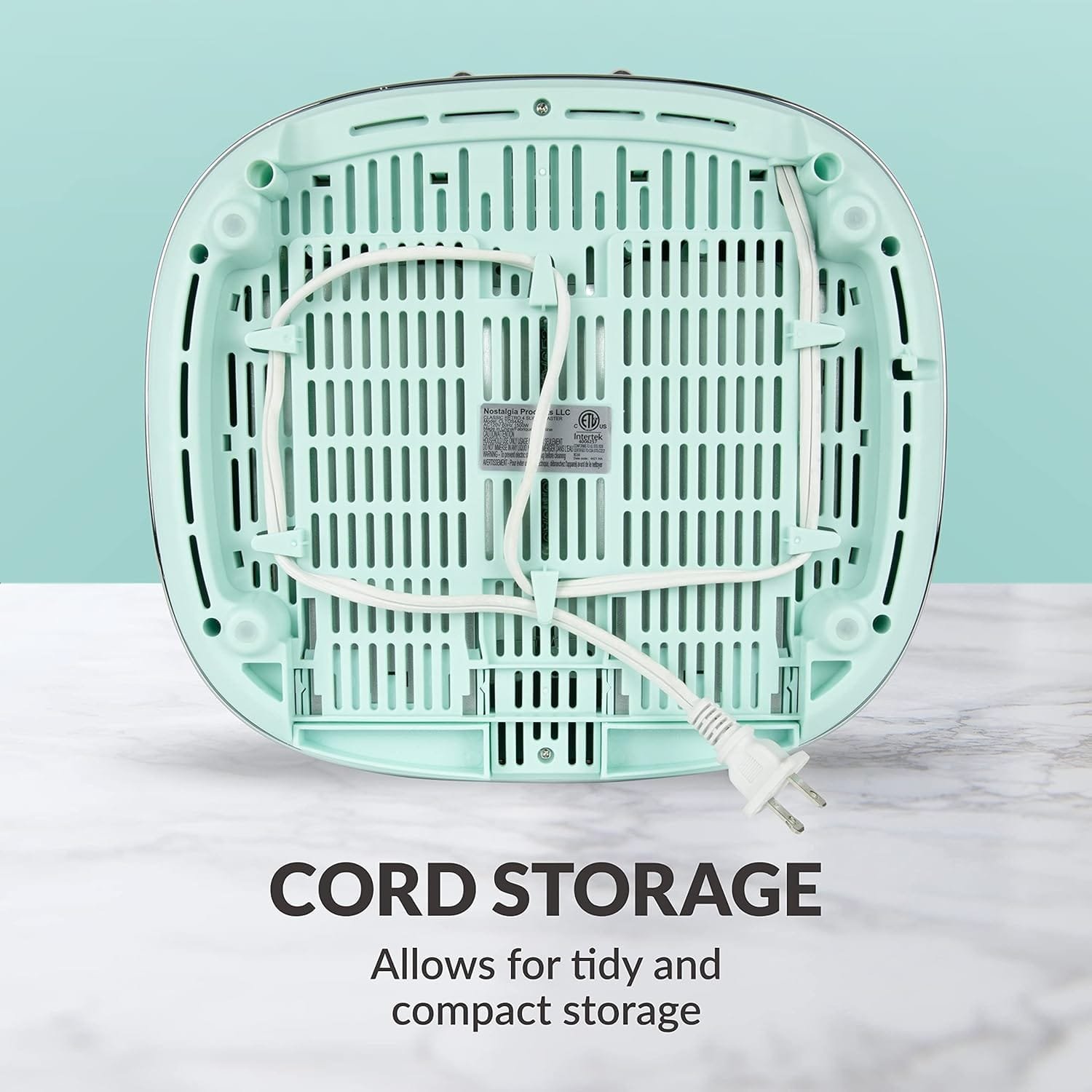 Nostalgia Classic 4-Slice Wide Slot Toaster, Retro Vintage Design With Six Toasting Settings  Removable Crumb Tray, Aqua