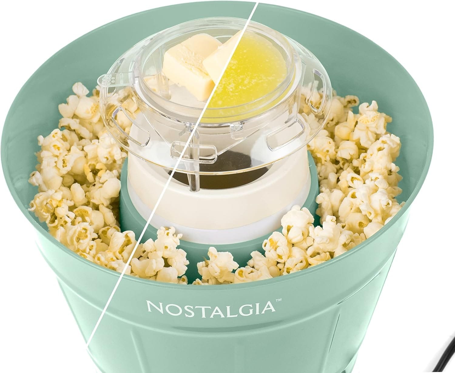 Nostalgia Hot-Air Electric Popcorn Maker, 12 Cups, Healthy Oil Free Popcorn with Measuring Scoop, Retro Aqua