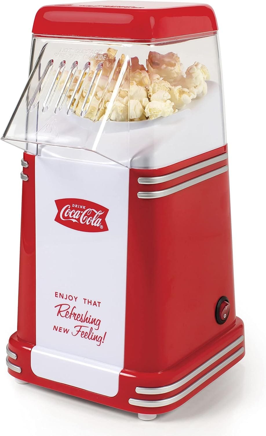 Nostalgia Hot-Air Electric Popcorn Maker, 8 Cups, Healthy Oil Free Popcorn with Measuring Scoop, Retro Red