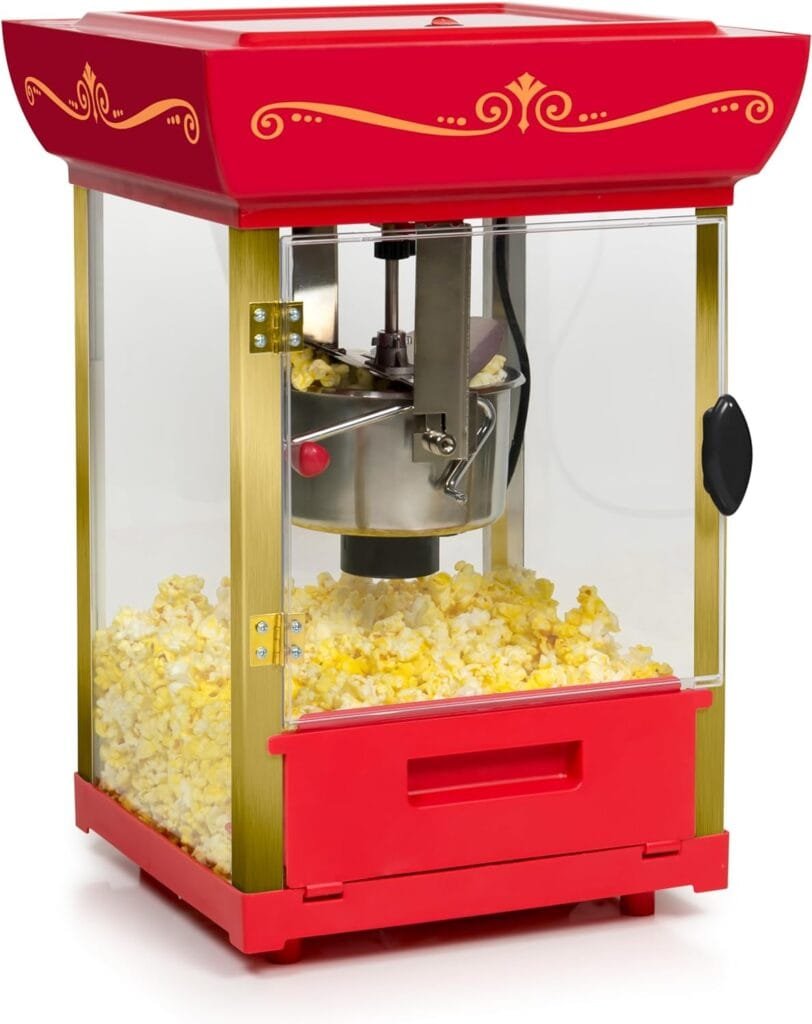 Nostalgia Popcorn Maker Machine - Professional Cart With 2.5 Oz Kettle Makes Up to 10 Cups - Vintage Popcorn Machine Movie Theater Style - Red  White Nostalgia Popcorn Maker Machine - Professional Cart With 2.5 Oz Kettle Makes Up to 10 Cups - Vintage Popcorn Machine Movie Theater Style - Red  White