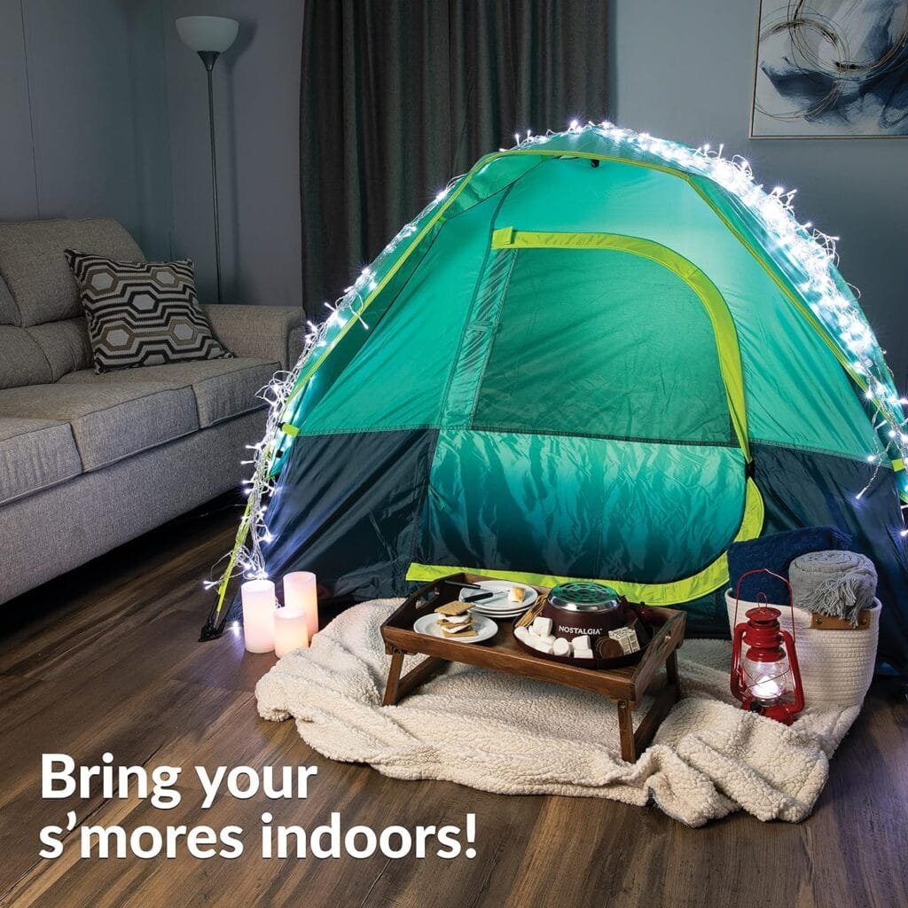 Nostalgia Tabletop Indoor Electric Smores Maker - Smores Kit With Marshmallow Roasting Sticks and 4 Trays for Graham Crackers, Chocolate, and Marshmallows - Movie Night Supplies - Brown Nostalgia Tabletop Indoor Electric Smores Maker - Smores Kit With Marshmallow Roasting Sticks and 4 Trays for Graham Crackers, Chocolate, and Marshmallows - Movie Night Supplies - Brown