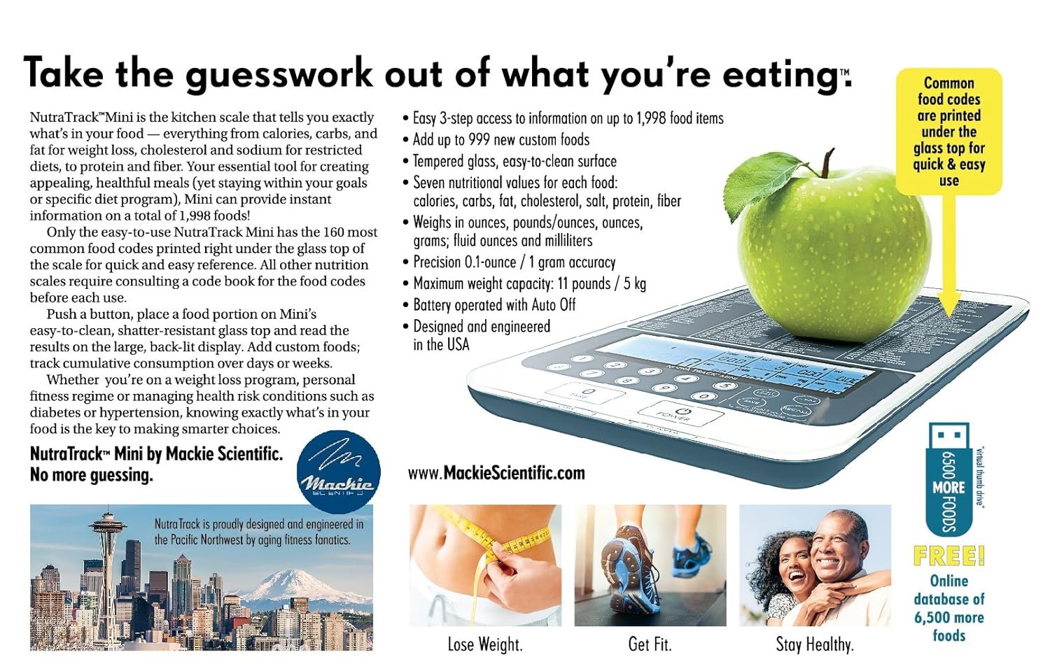 NUTRA TRACK Food and Nutrition Scale, an American Co. You CAN FIND Cheaper BUT You Cant FIND Better, Our Proprietary USDA Nutritional Calculator, Supported and Designed in Seattle WA.