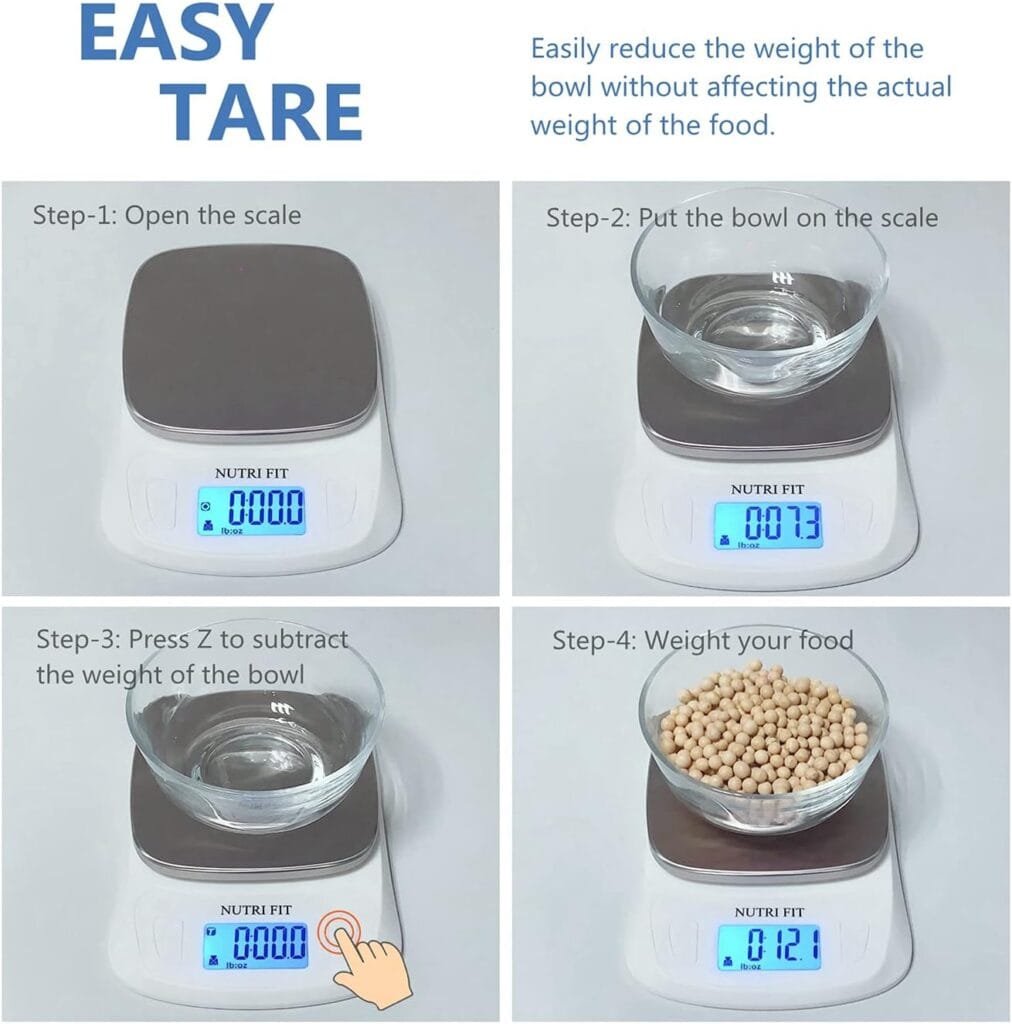 NUTRI FIT Ultra Slim Food Scale Digital Kitchen 1g Increment Measure in lb oz ml High Precision Weight in Grams and oz for Coffee Making, Meal Prep - Red/Stainless Steel