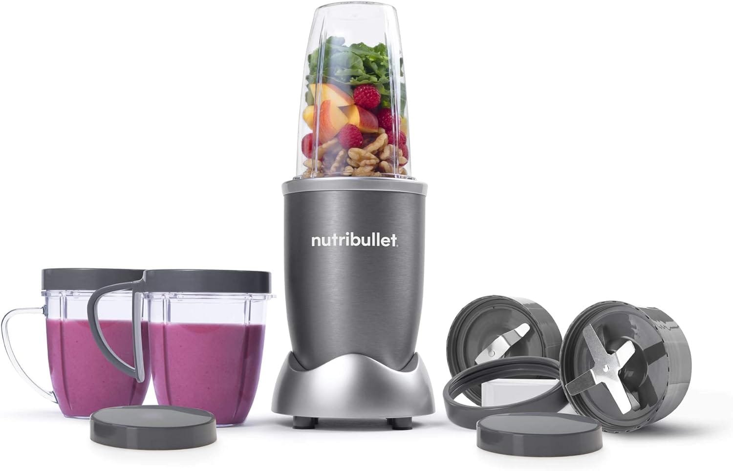 NutriBullet NBR-1201 12-Piece High-Speed Blender/Mixer System, Gray (600 Watts) NutriBullet NBR-1201 12-Piece High-Speed Blender/Mixer System, Gray (600 Watts)