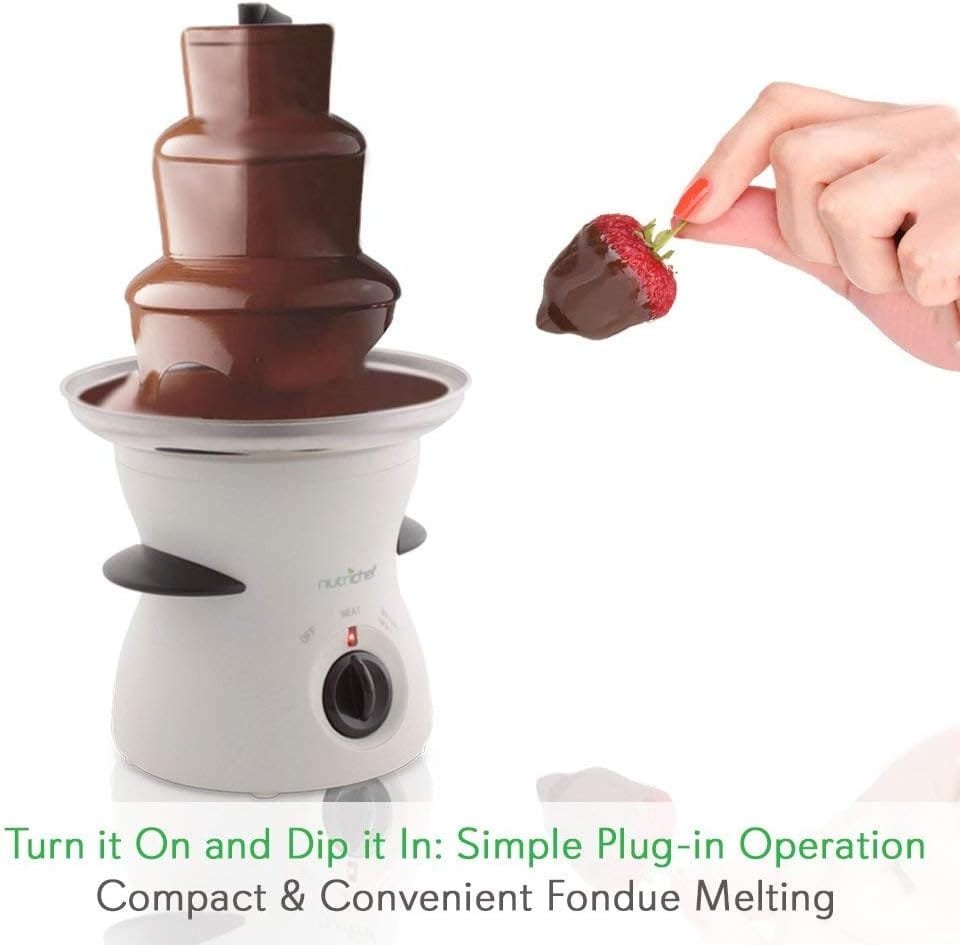 NutriChef 3 Tier Chocolate Fondue Fountain - Electric Stainless Chocolate Dipping Warmer Machine - Warm  Melt Chocolate, Butter, Caramel - Great for Parties, Events  Weddings - Pot Capacity 16 oz