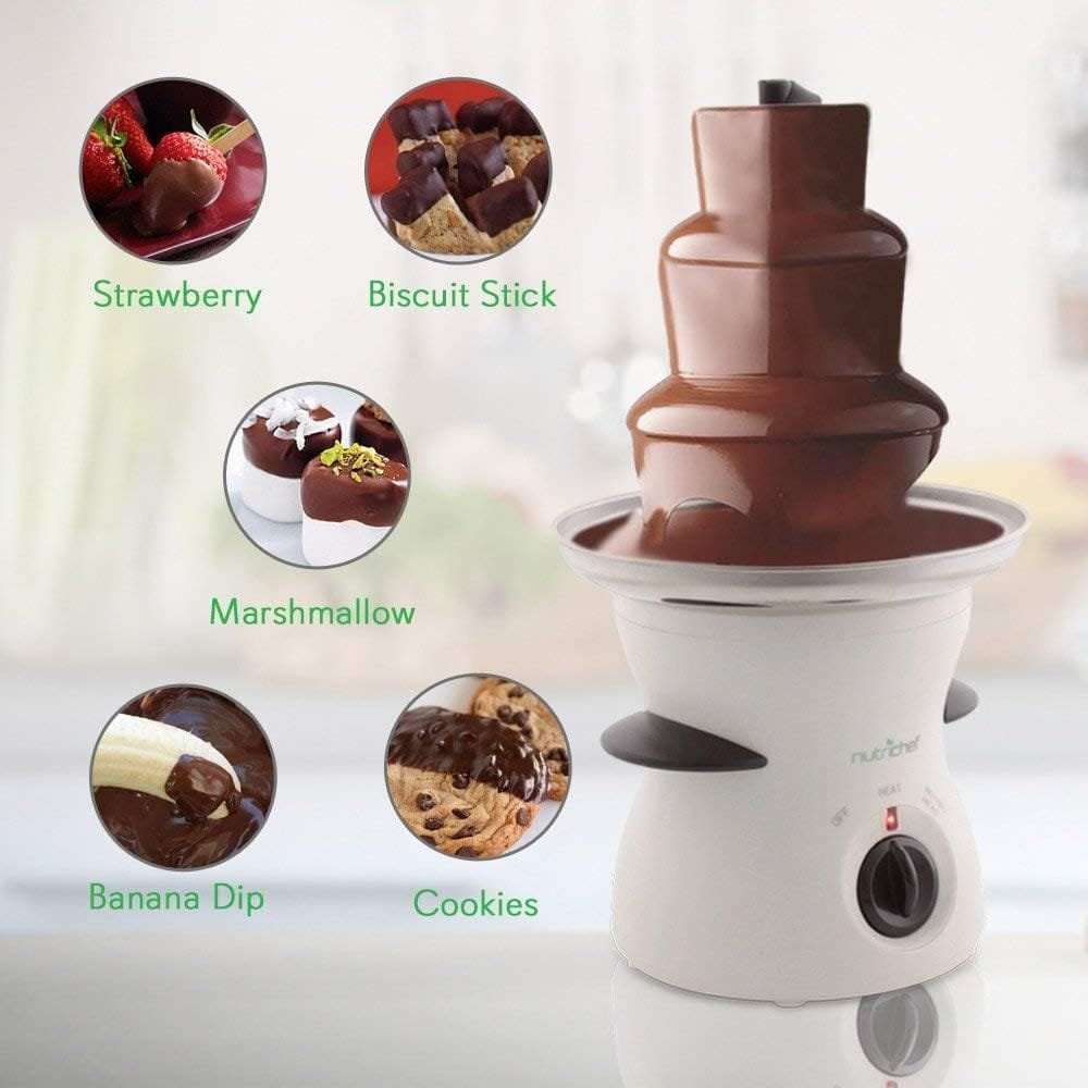 NutriChef 3 Tier Chocolate Fondue Fountain - Electric Stainless Chocolate Dipping Warmer Machine - Warm  Melt Chocolate, Butter, Caramel - Great for Parties, Events  Weddings - Pot Capacity 16 oz