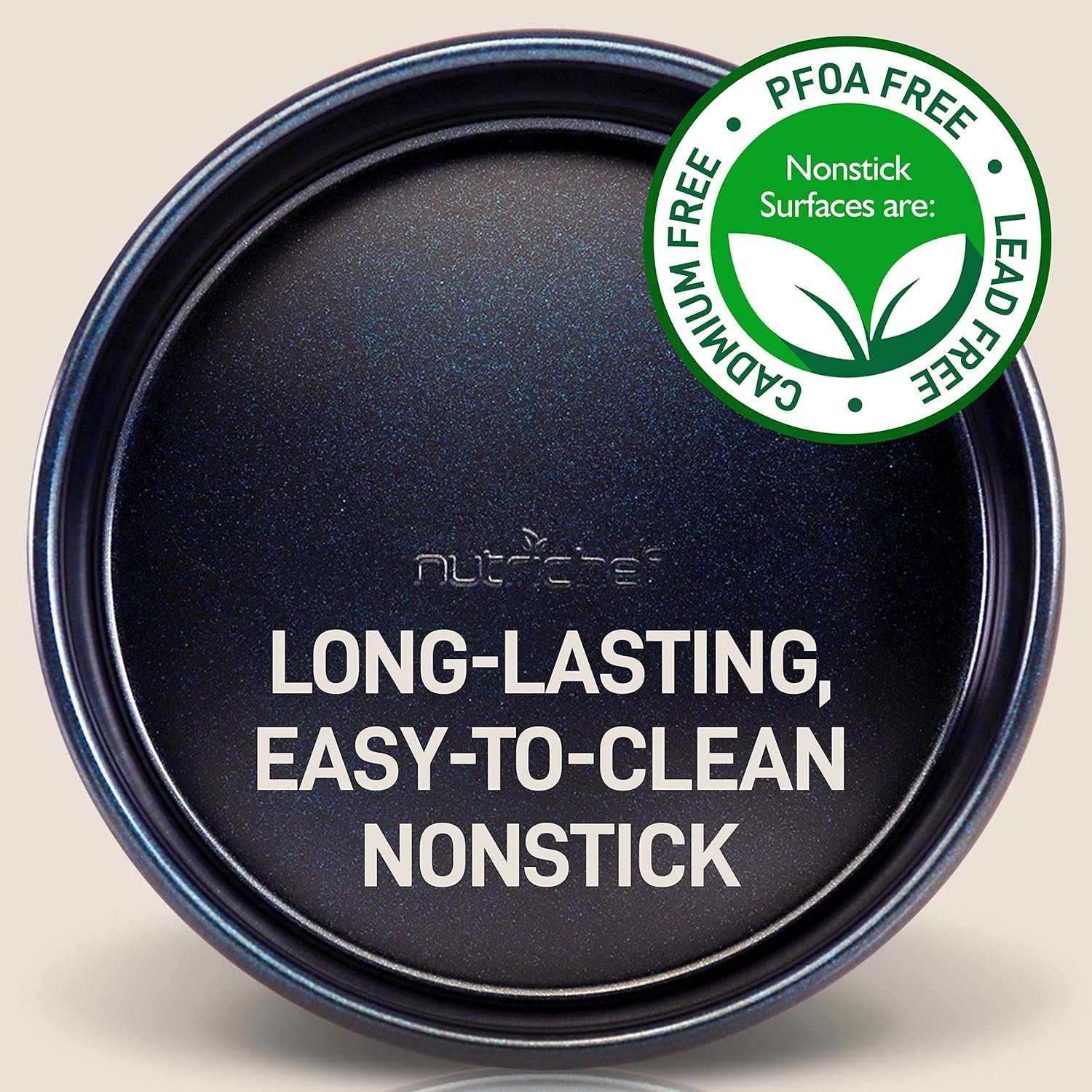 NutriChef 6-Pcs Nonstick Bakeware Set Baking Sheets, Non-Grease Cookie Trays, Wide  Square Bake Pan, Bread Loaf  Round Cake Pan, Designed Not To Wrap or Bend Out Of Shape - NutriChef