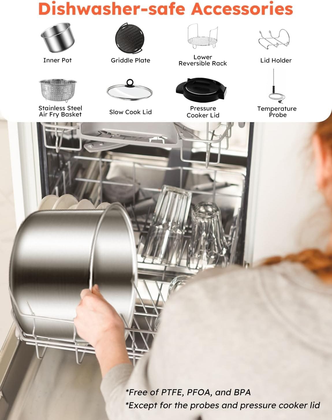 Nuwave Duet Electric Pressure Cooker  Air Fryer Combo, 450 IN 1 Slow Cooker  Grill with Integrated Digital Temp Probe, 6qt SS Pot, Adjustable High/Low Pressure, Built-in Sure-Lock Safety Tech