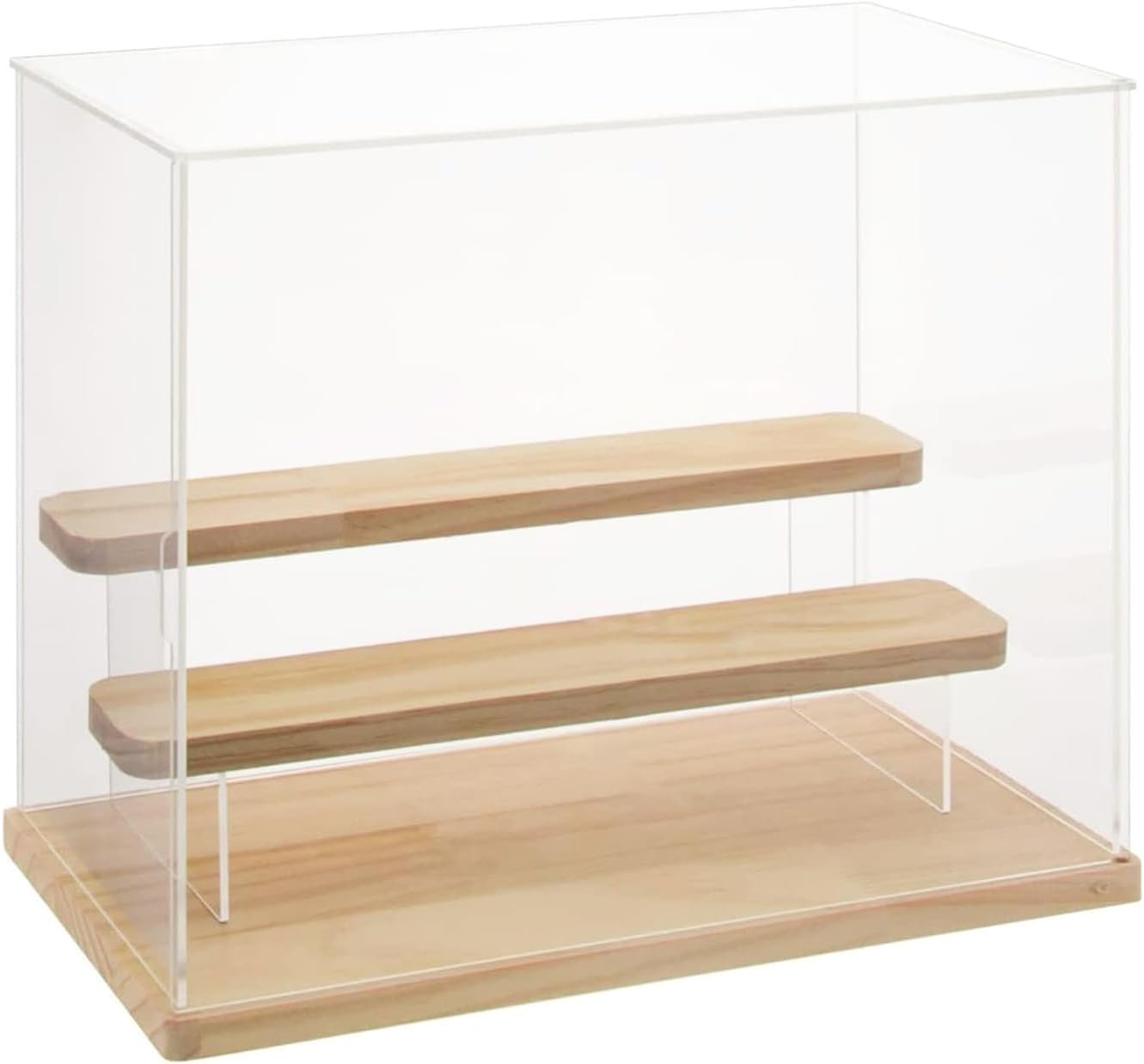 Nynelly 2 Tier Acrylic Display Case for Collectibles, Clear Acrylic Display Boxes with Door and Shelf, Assemble Countertop Acrylic Boxes for Display Action Figures,Funko Pop, Toys,12“Lx6.9 Wx16.7 H