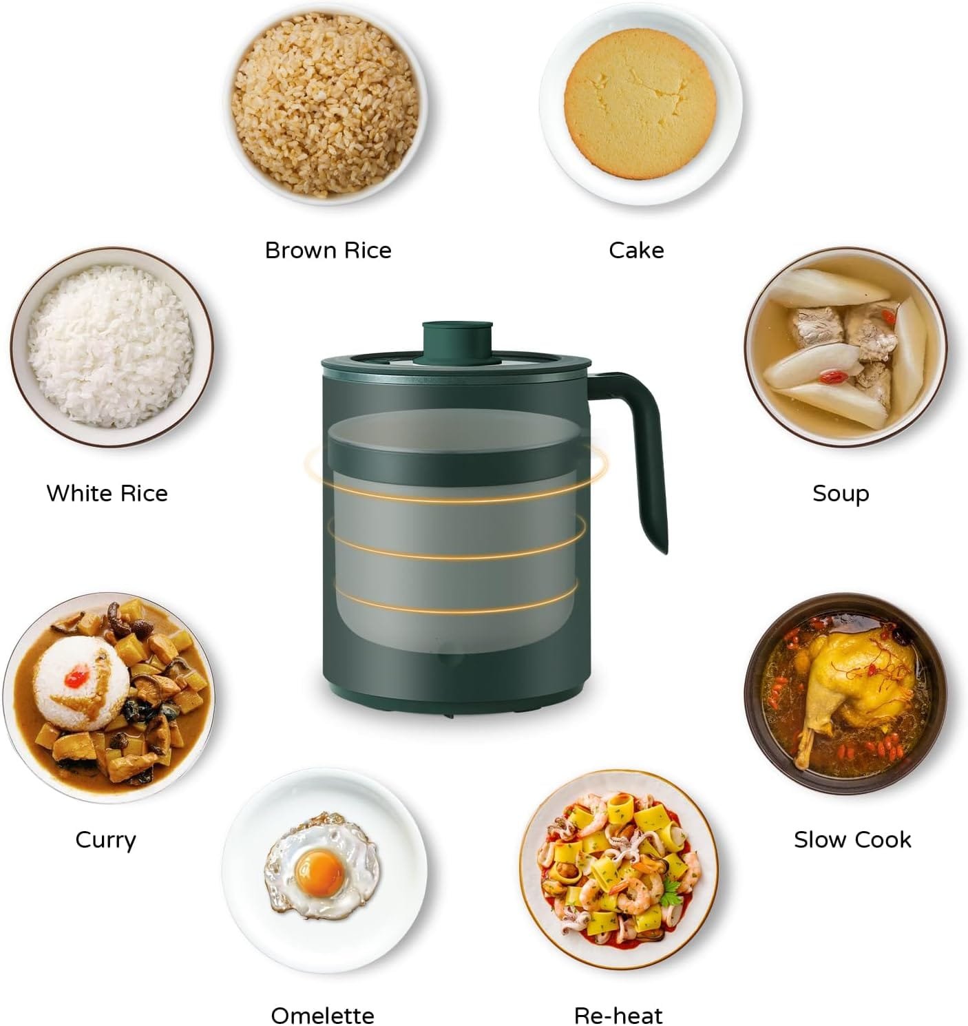 OCTAVO 2 Cup Rice Cooker Mini Small Size 5 Preset Function with 4/6/8 Delay Timer, 1.0L Rice Cooker with Portable Handle, Simplicity Glass Lid Small Rice Cooker for 1-2 People, Rice maker,green OCTAVO 2 Cup Rice Cooker Mini Small Size 5 Preset Function with 4/6/8 Delay Timer, 1.0L Rice Cooker with Portable Handle, Simplicity Glass Lid Small Rice Cooker for 1-2 People, Rice maker,green