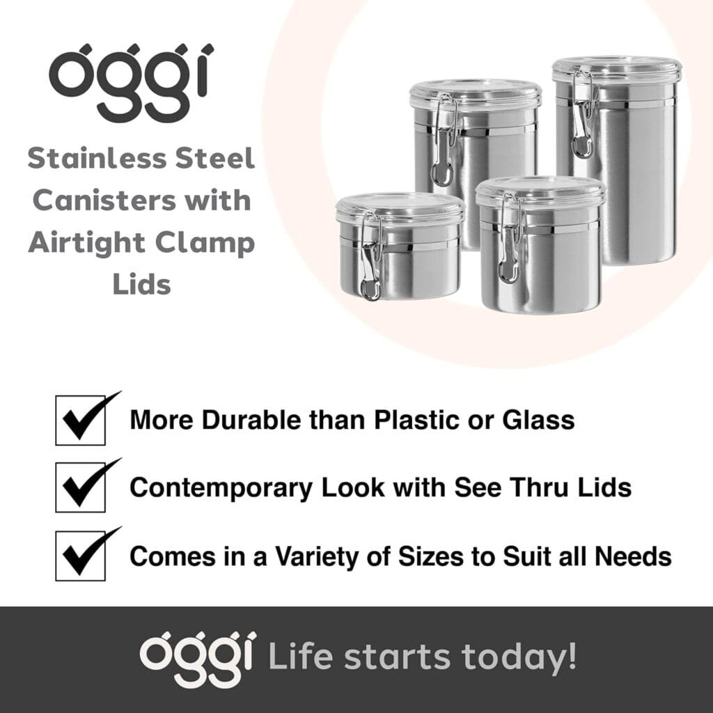 Oggi Corporation Oggi Food Storage Container Set, 4 pc, Stainless Steel Oggi Corporation Oggi Food Storage Container Set, 4 pc, Stainless Steel