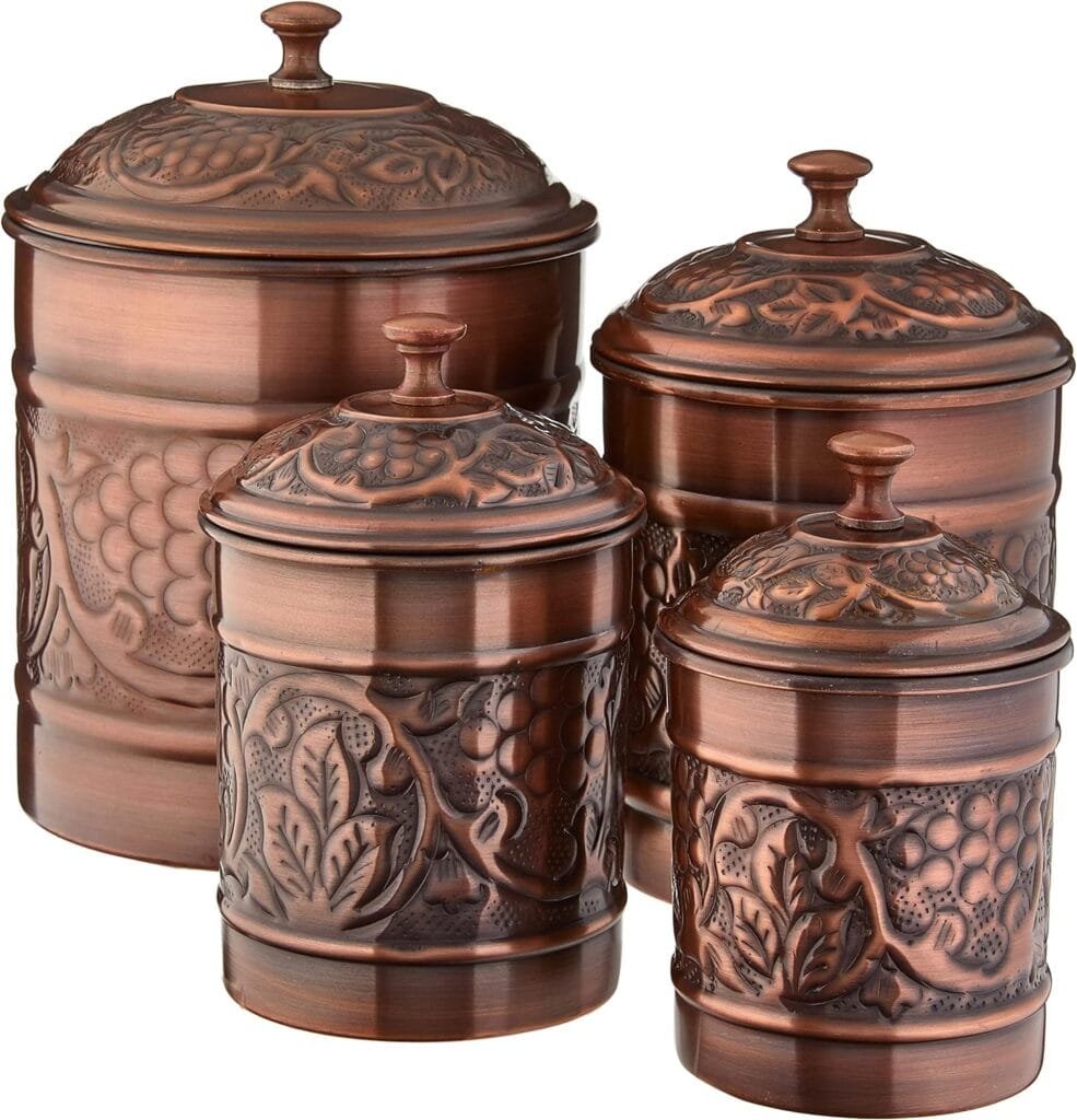 Old Dutch International Copper Old Dutch Antique Heritage Canister 4 Piece Set Old Dutch International Copper Old Dutch Antique Heritage Canister 4 Piece Set