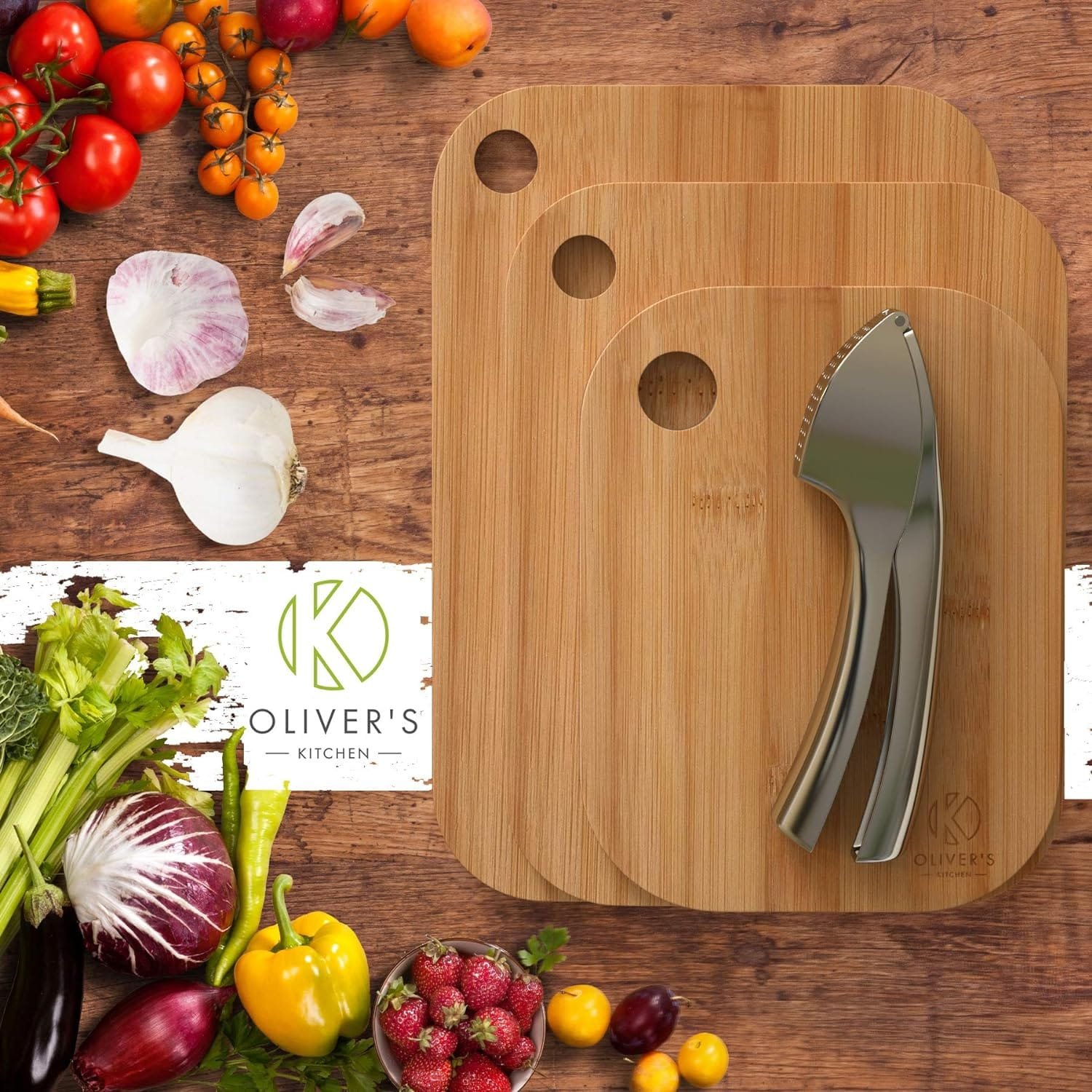 Olivers Kitchen ® Premium Garlic Press - Super Easy to Use  Clean Garlic Crusher  Mincer - Crush Garlic  Ginger Effortlessly (No Need to Peel) - Built for Life - Strong  Durable - Stylish Design
