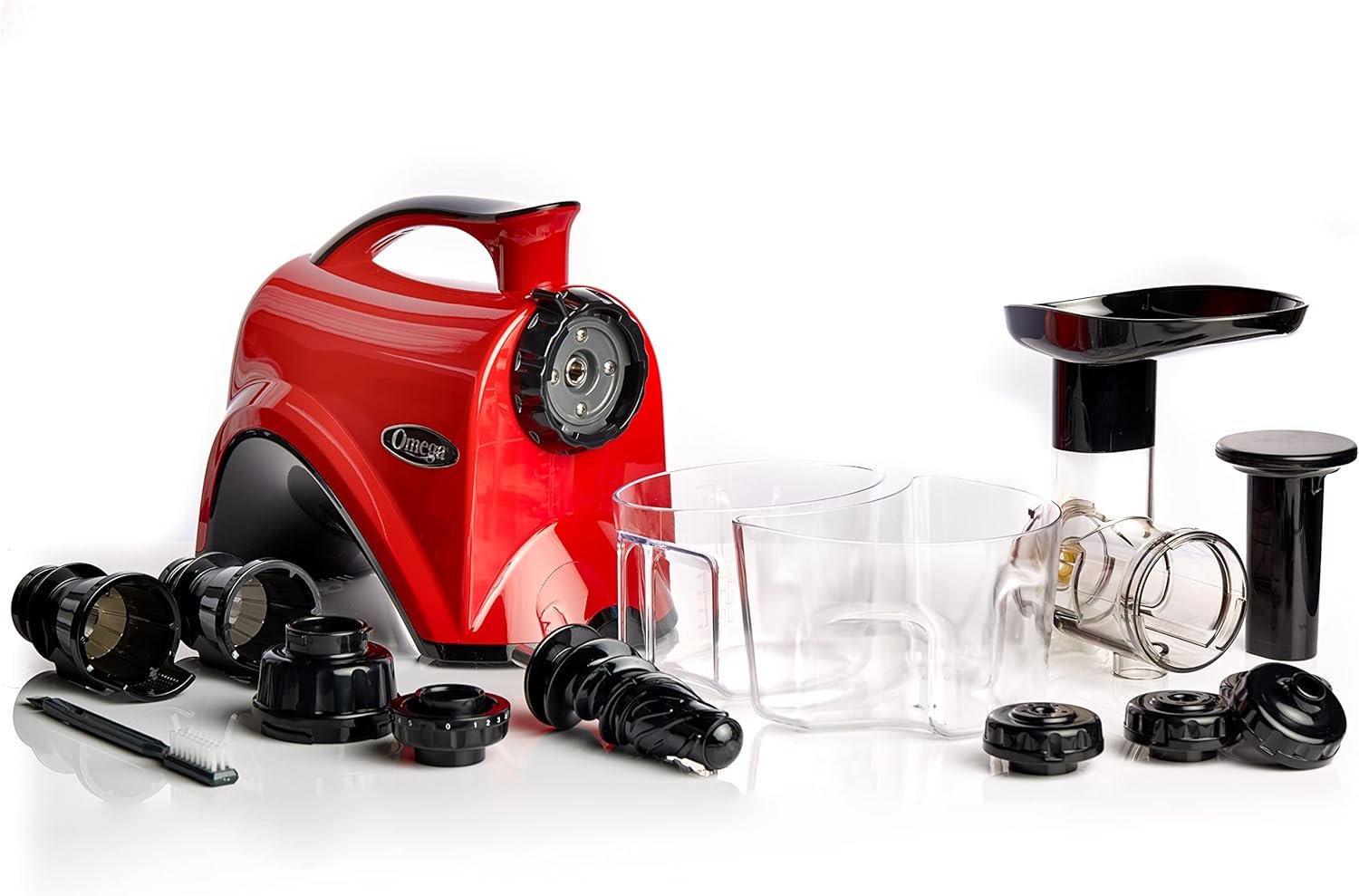 Omega Juicer NC900HBK19 Juice Extractor and Nutrition System Slow Masticating Dual-Stage Extraction with Adjustable Settings, 150-Watt, Black