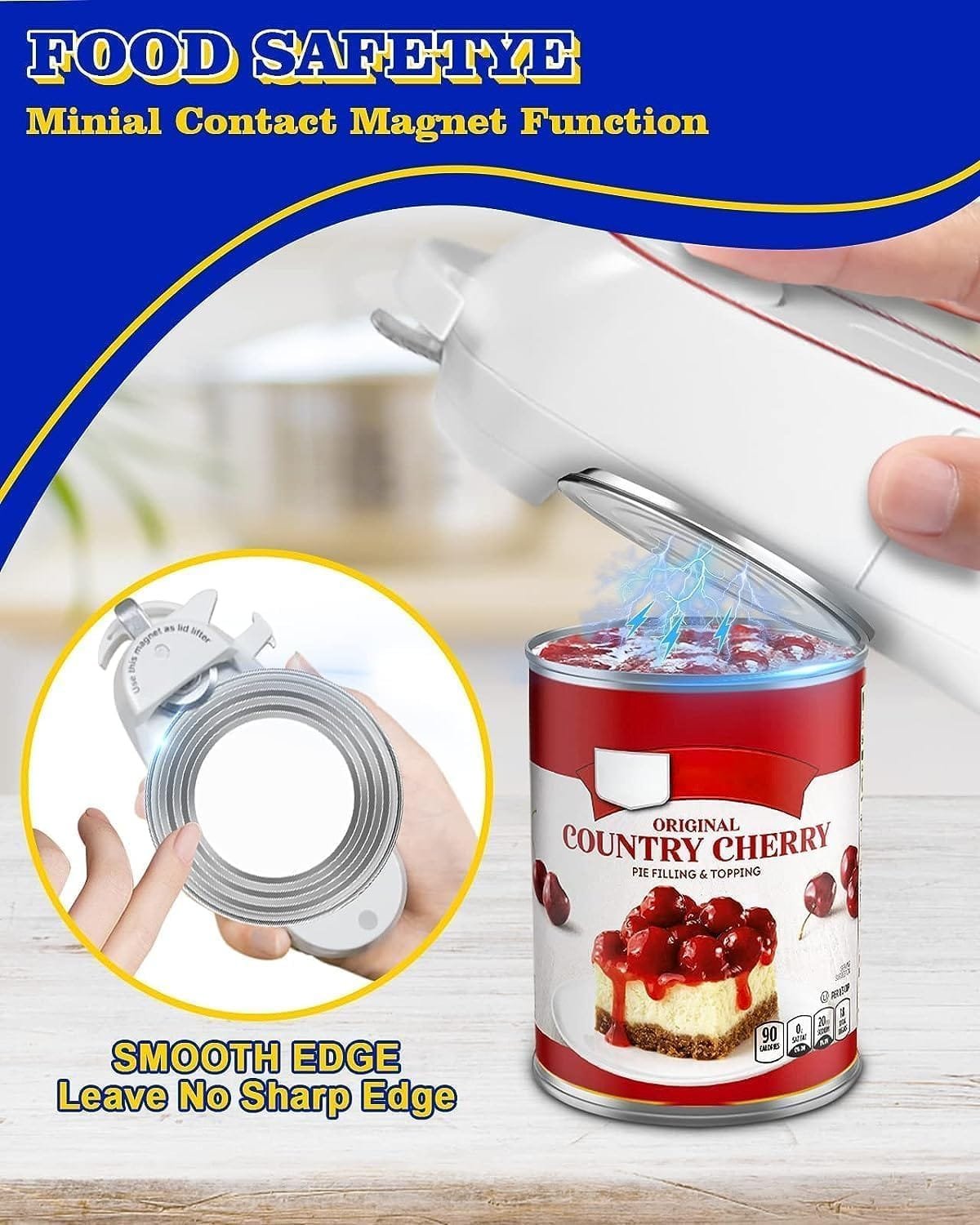 One Touch Electric Can Openers for Kitchen Open All Size Can, Kitchen Gadget Electric Can Opener for Seniors with Arthritis, Automatic Can Opener Battery Operated Electric Can Opener Smooth Edge
