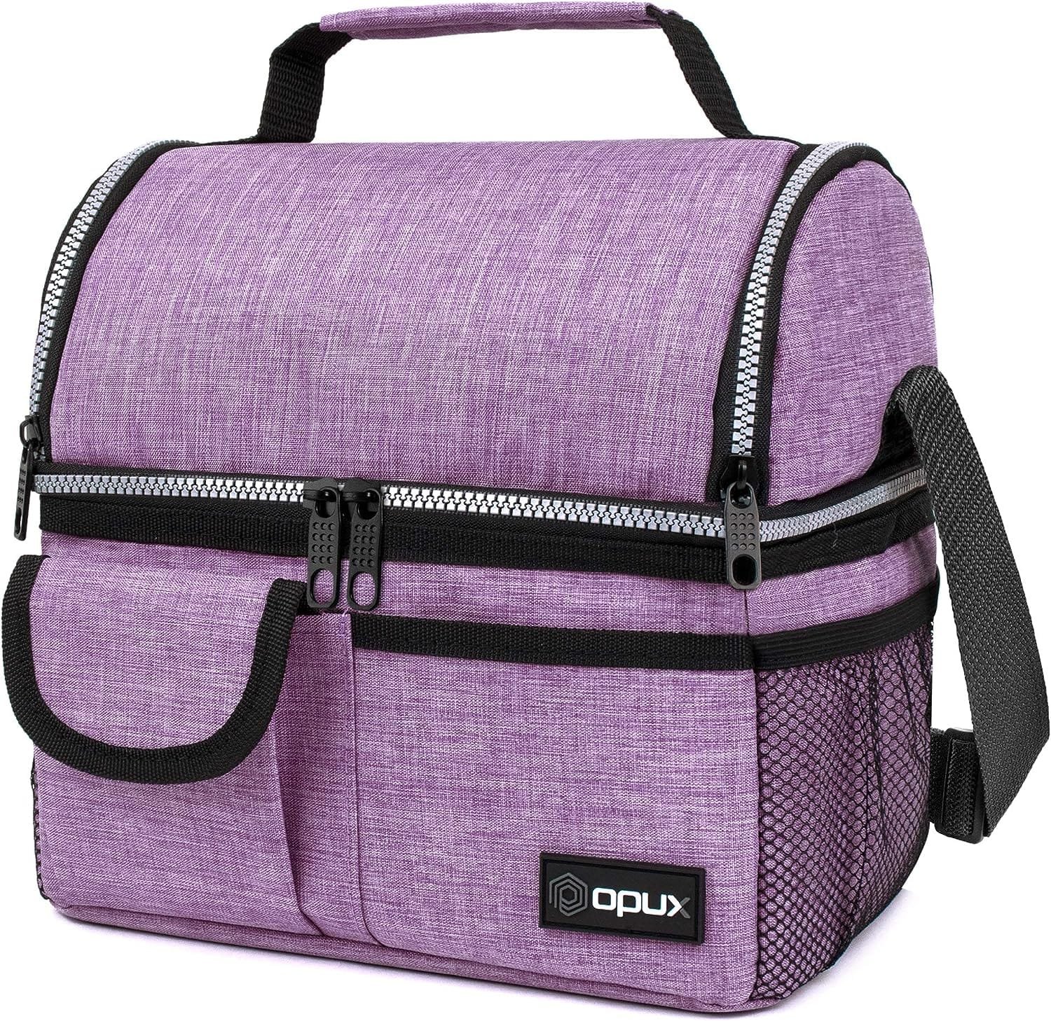 opux Insulated Dual Compartment Lunch Bag, Box for Women Men, Soft Cooler Bag Leakproof Adult Work Office, Large Tote Pail Kid Boys Girls School, Reusable Beach Travel Picnic, Purple opux Insulated Dual Compartment Lunch Bag, Box for Women Men, Soft Cooler Bag Leakproof Adult Work Office, Large Tote Pail Kid Boys Girls School, Reusable Beach Travel Picnic, Purple