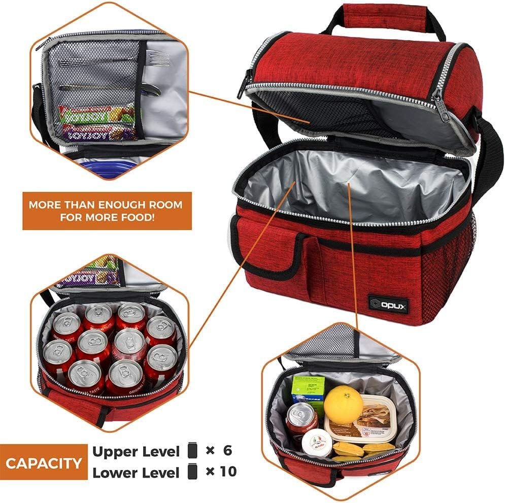 opux Insulated Dual Compartment Lunch Bag, Box for Women Men, Soft Cooler Bag Leakproof Adult Work Office, Large Tote Pail Kid Boys Girls School, Reusable Beach Travel Picnic, Purple opux Insulated Dual Compartment Lunch Bag, Box for Women Men, Soft Cooler Bag Leakproof Adult Work Office, Large Tote Pail Kid Boys Girls School, Reusable Beach Travel Picnic, Purple