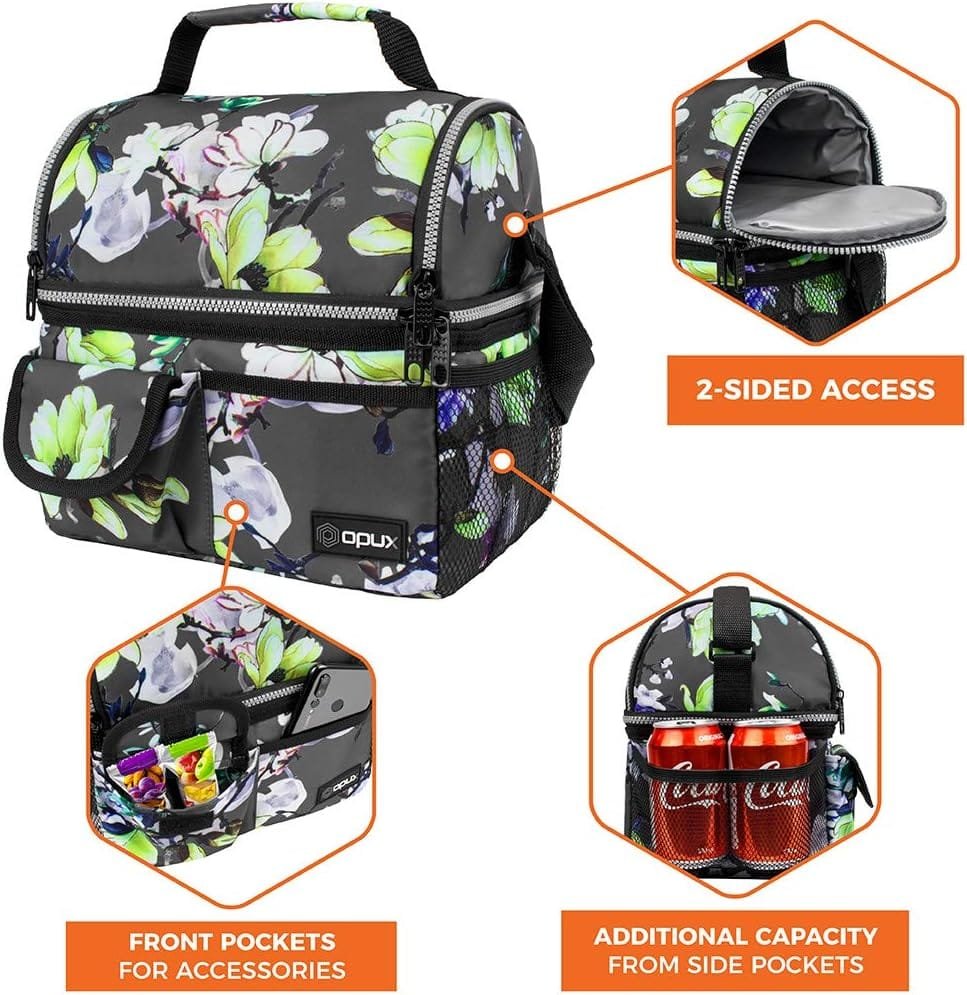 opux Insulated Dual Compartment Lunch Bag, Box for Women Men, Soft Cooler Bag Leakproof Adult Work Office, Large Tote Pail Kid Boys Girls School, Reusable Beach Travel Picnic, Purple opux Insulated Dual Compartment Lunch Bag, Box for Women Men, Soft Cooler Bag Leakproof Adult Work Office, Large Tote Pail Kid Boys Girls School, Reusable Beach Travel Picnic, Purple