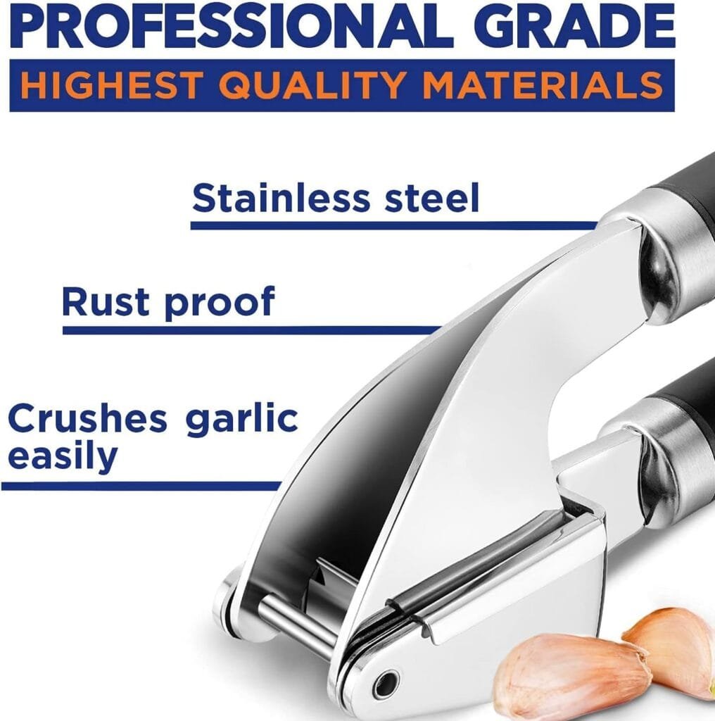 ORBLUE Garlic Press Stainless Steel - Premium Professional Grade Garlic Mincer, Crusher  Peeler Set - Easy Clean, Dishwasher Safe  Rust-proof