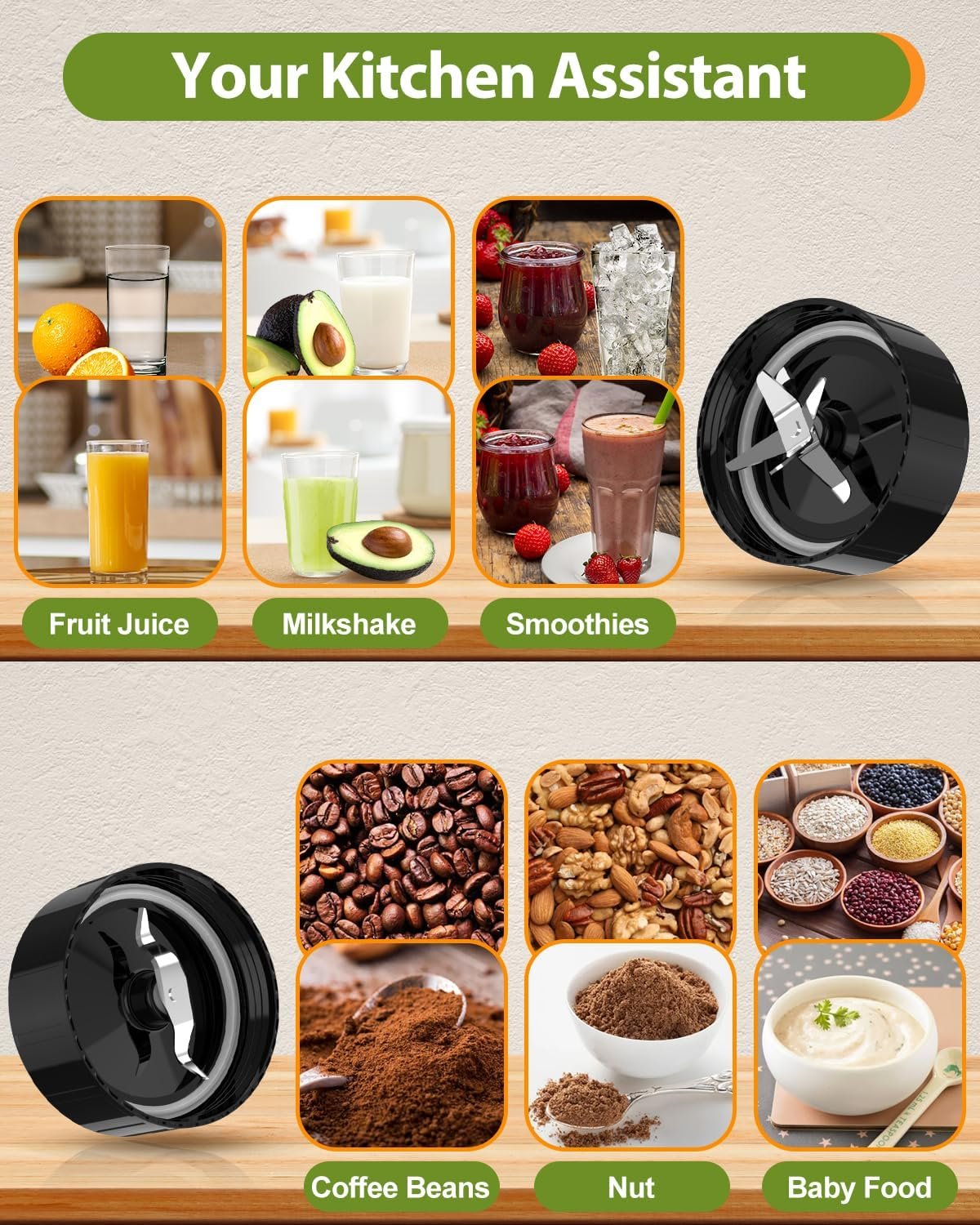 OSEYM Blender for Shakes and Smoothies, Large Size Personal Blenders for Kitchen Max 1000W High Power with Blending and Grinding, Countertop Blenders with 2 * 27 Oz  10 Oz BPA Free Travel Cup and Lid