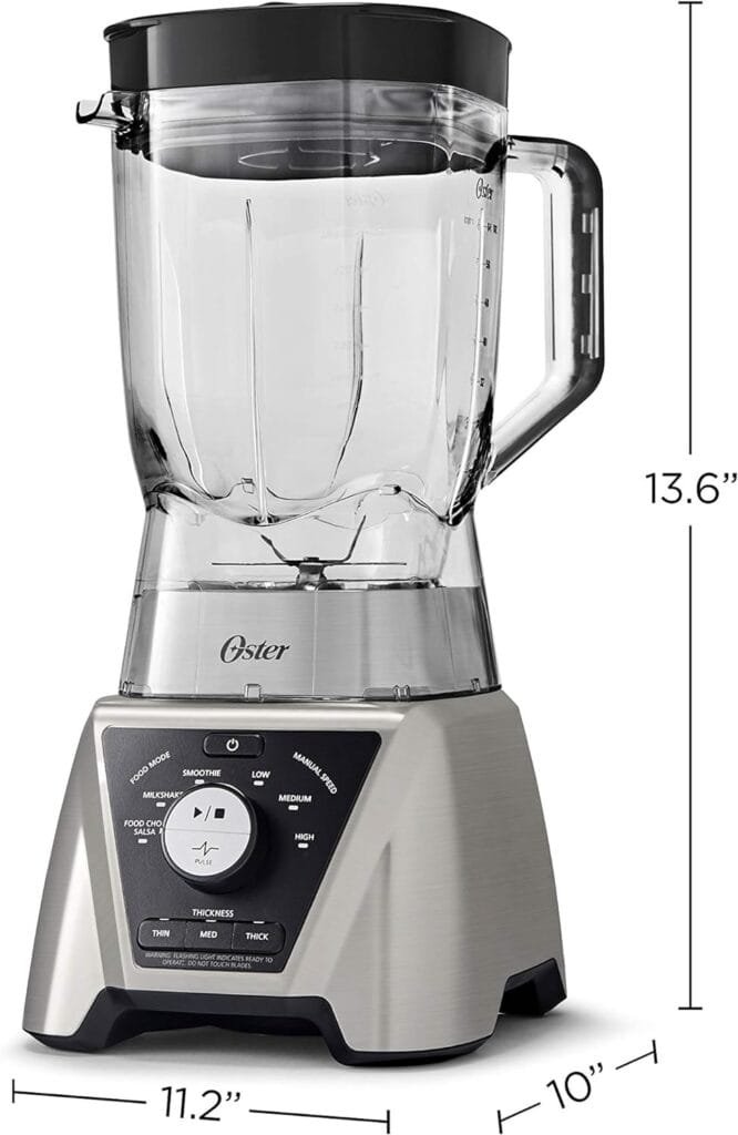 Oster BLSTTS-CB2-000 Pro Blender with Texture Select Settings, 2 Blend-N-Go Cups and Tritan Jar, 64 Ounces, Brushed Nickel